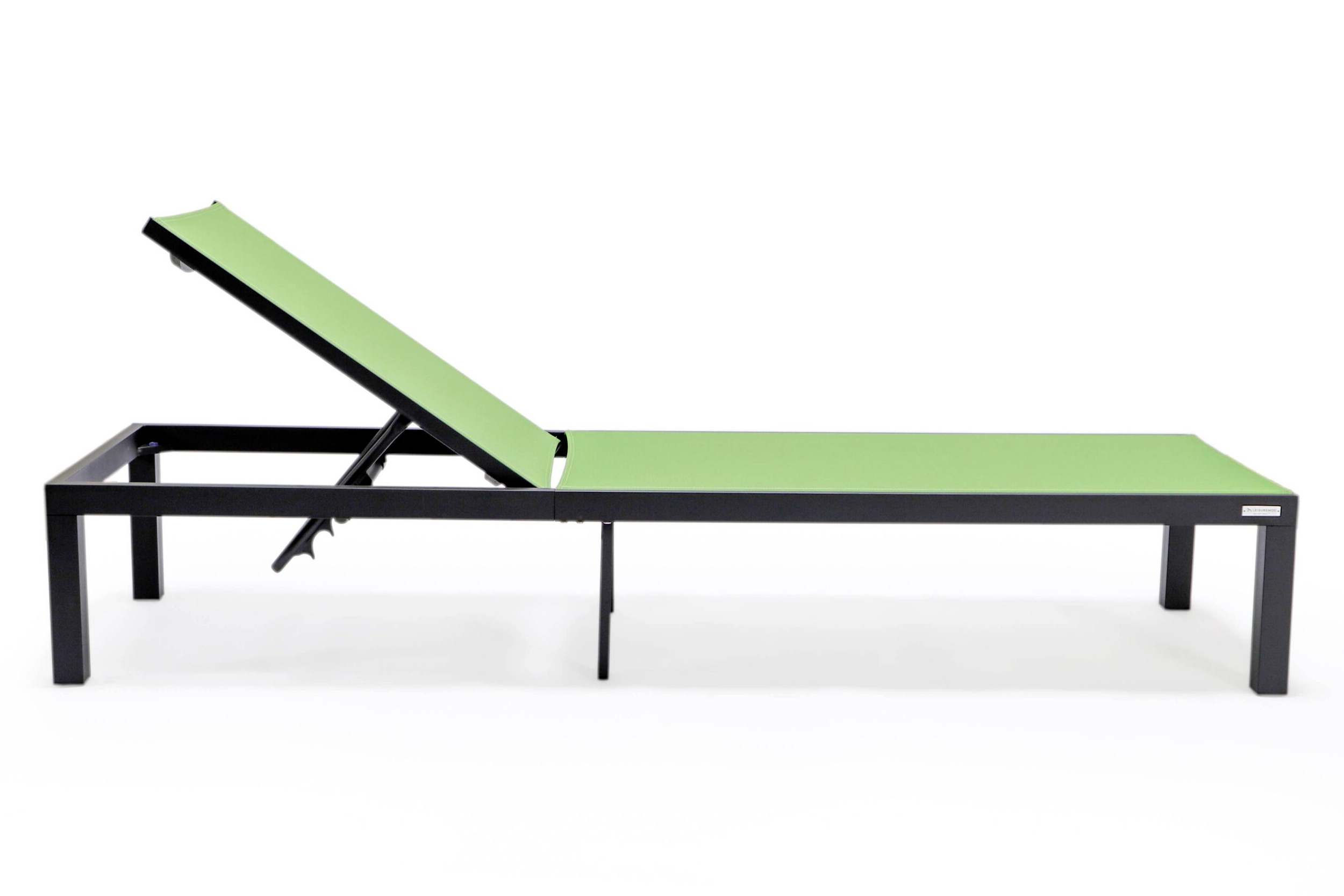 LeisureMod Marlin Patio Chaise Lounge Chair With Black Aluminum Frame - Green
