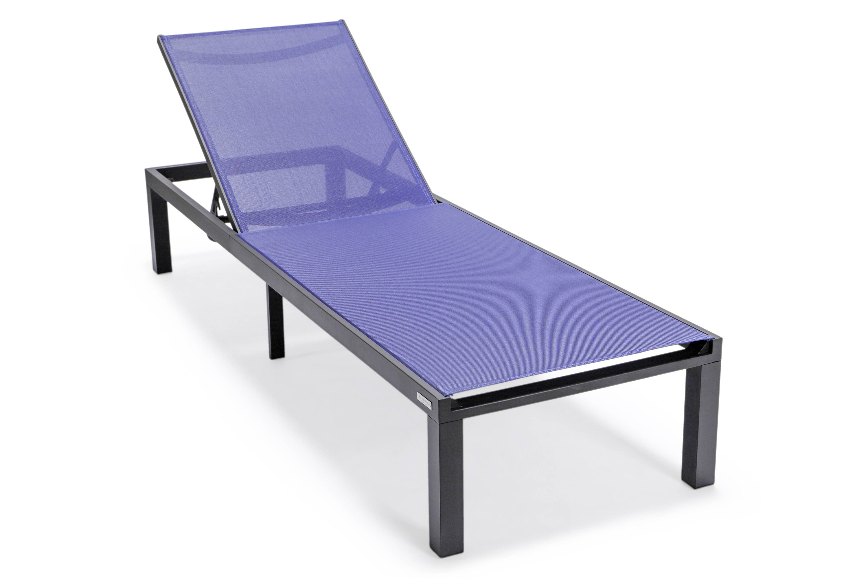LeisureMod - Marlin Patio Chaise Lounge Chair With Black Aluminum Frame