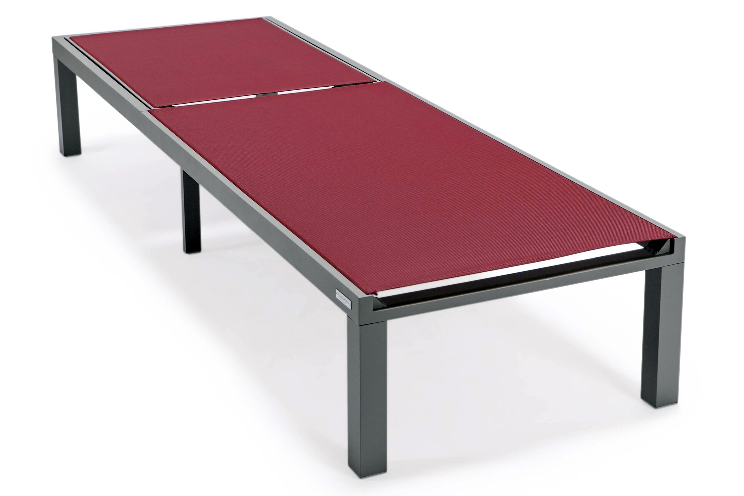 LeisureMod Marlin Patio Chaise Lounge Chair With Gray Aluminum Frame - Burgundy