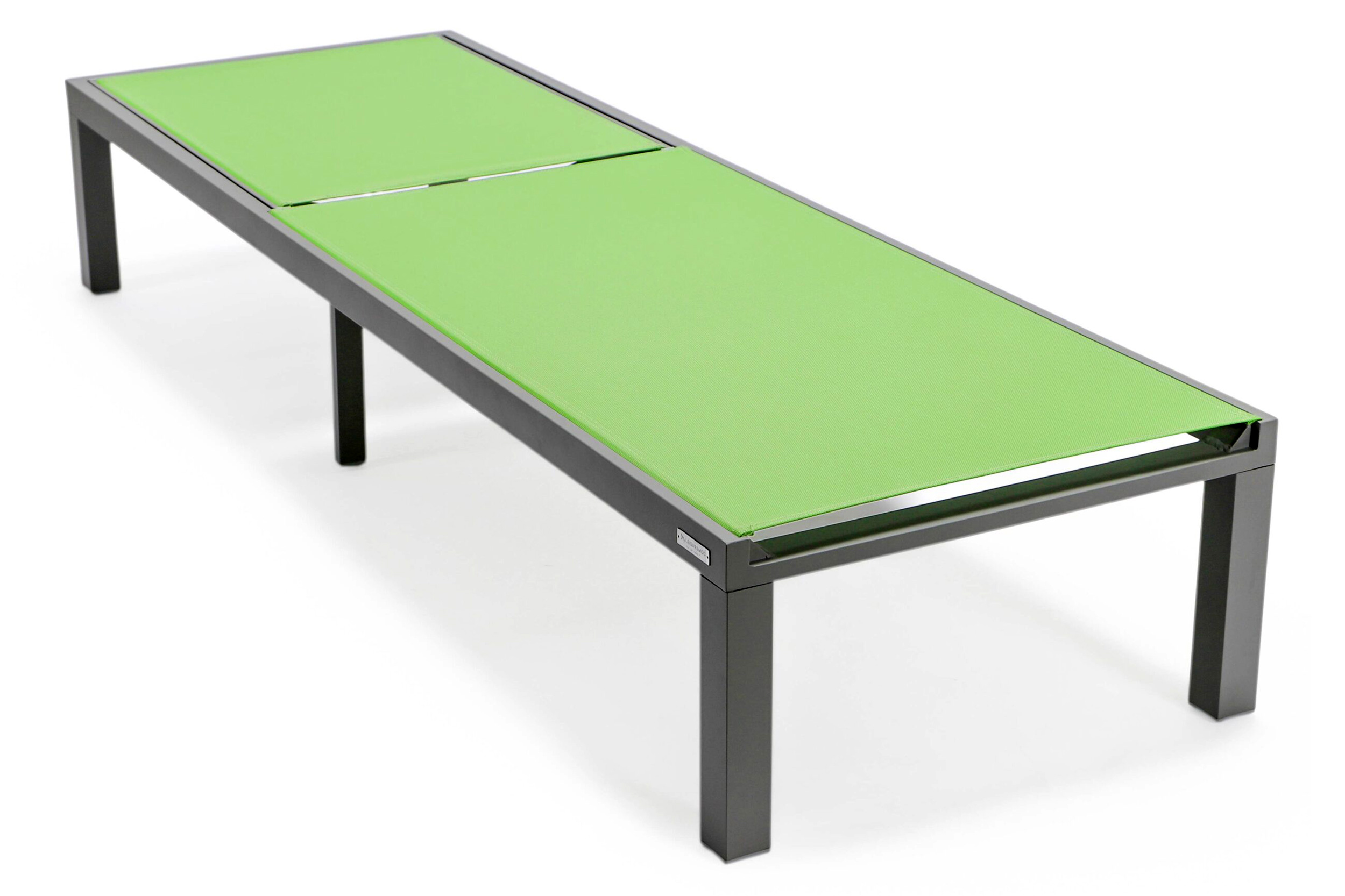 LeisureMod Marlin Patio Chaise Lounge Chair With Gray Aluminum Frame - Green