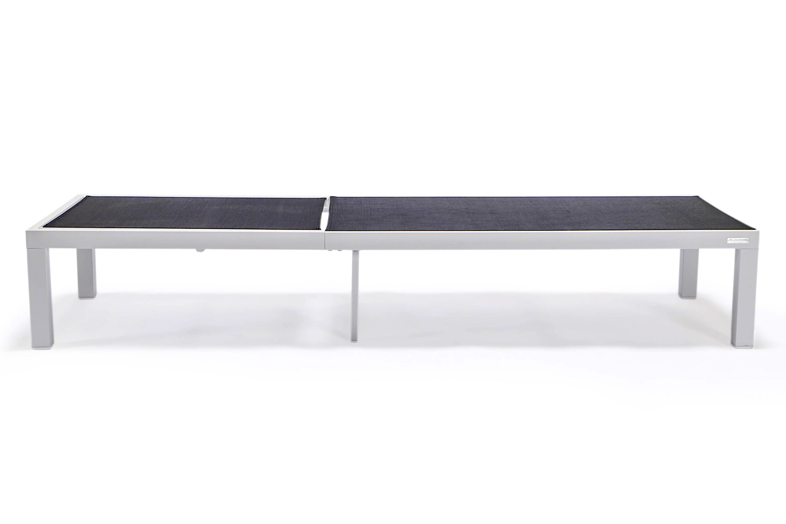 LeisureMod Marlin Patio Chaise Lounge Chair With White Aluminum Frame - Black