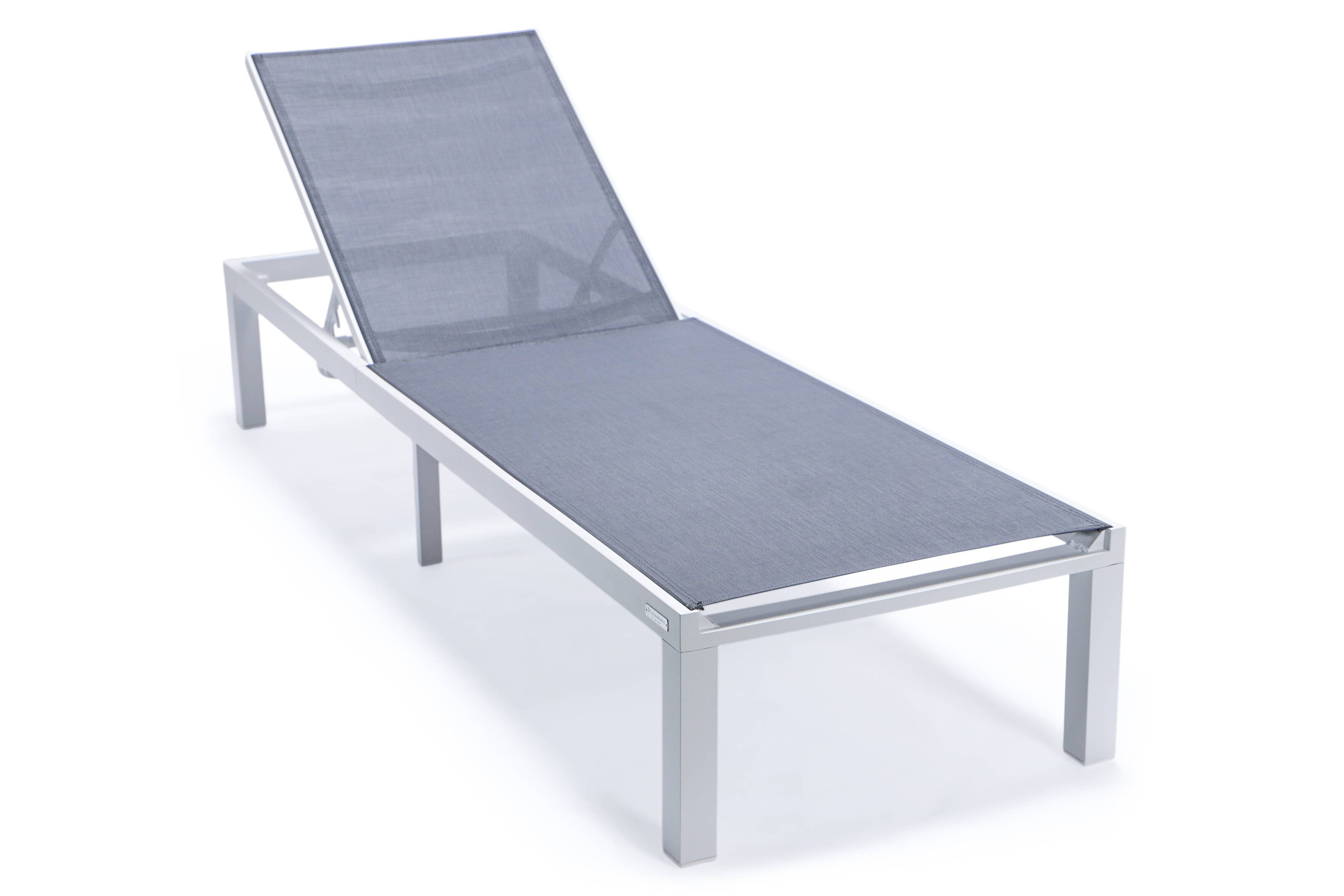 LeisureMod - Marlin Patio Chaise Lounge Chair With Black Aluminum Frame