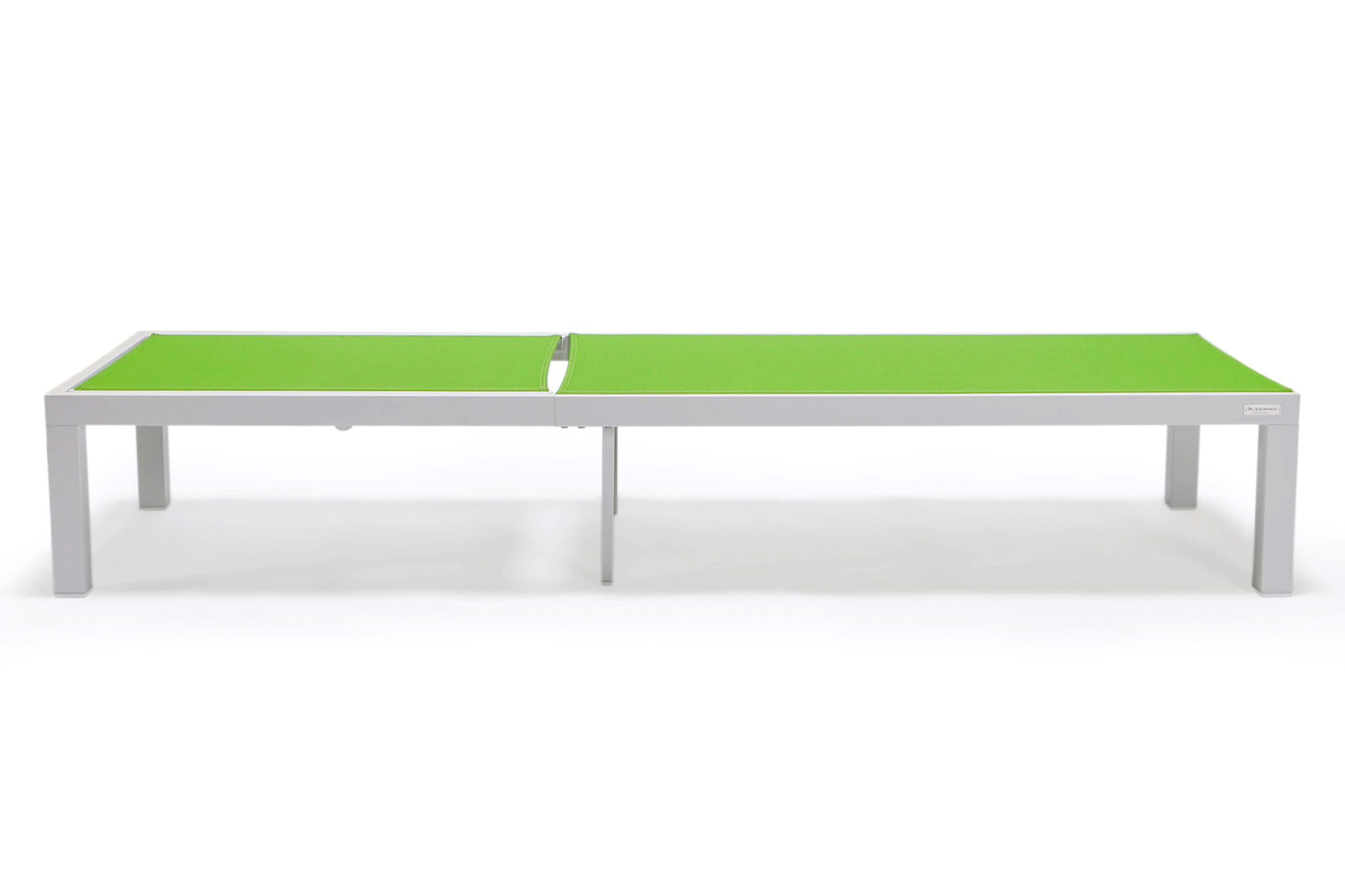 LeisureMod Marlin Patio Chaise Lounge Chair With White Aluminum Frame - Green