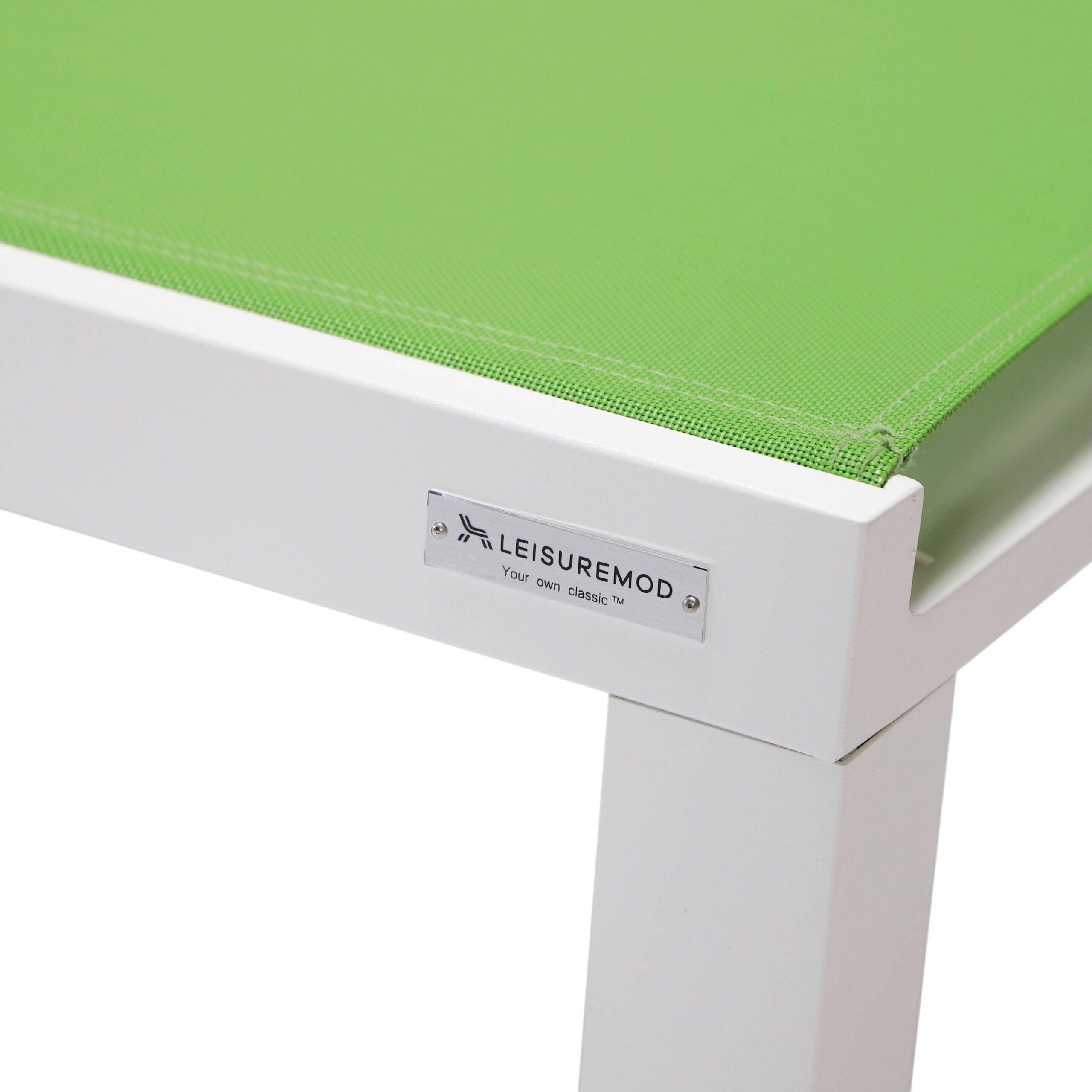 LeisureMod Marlin Patio Chaise Lounge Chair With White Aluminum Frame - Green