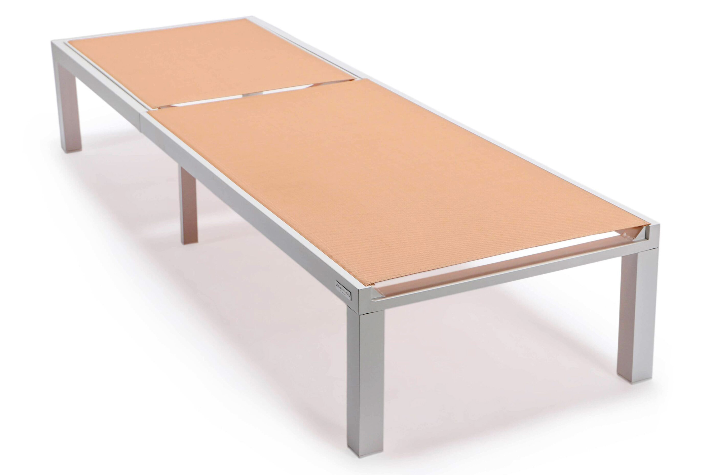 LeisureMod Marlin Patio Chaise Lounge Chair With White Aluminum Frame - Light Brown