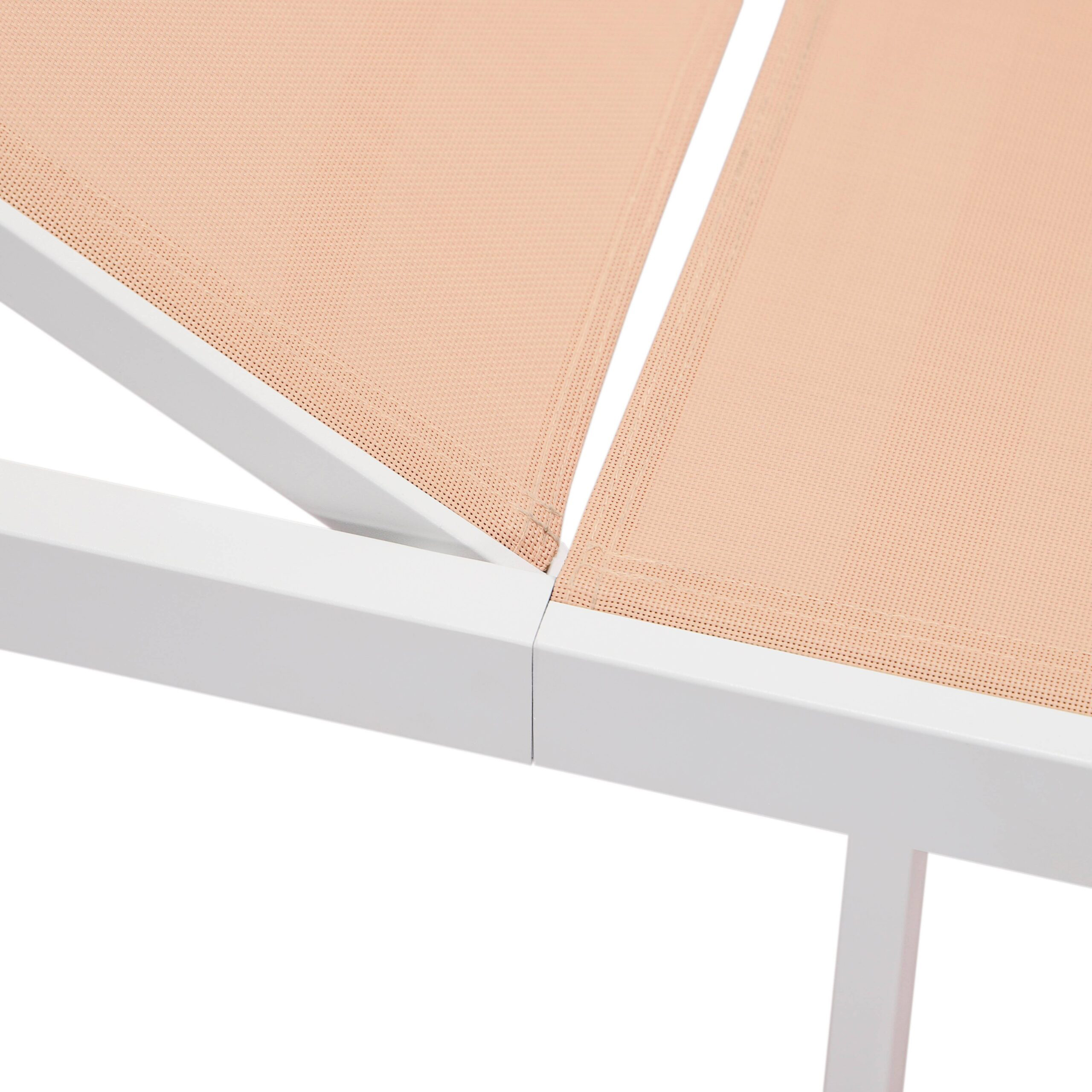 LeisureMod Marlin Patio Chaise Lounge Chair With White Aluminum Frame - Light Brown
