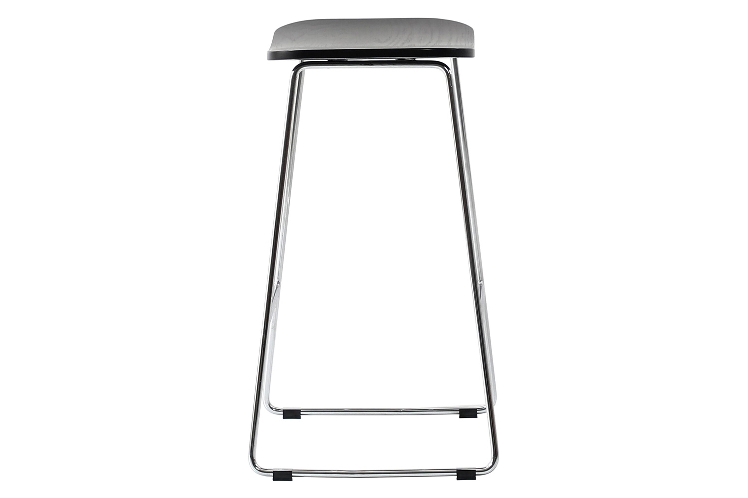 LeisureMod Melrose Modern Wood Counter Stool with Chrome Frame - Black