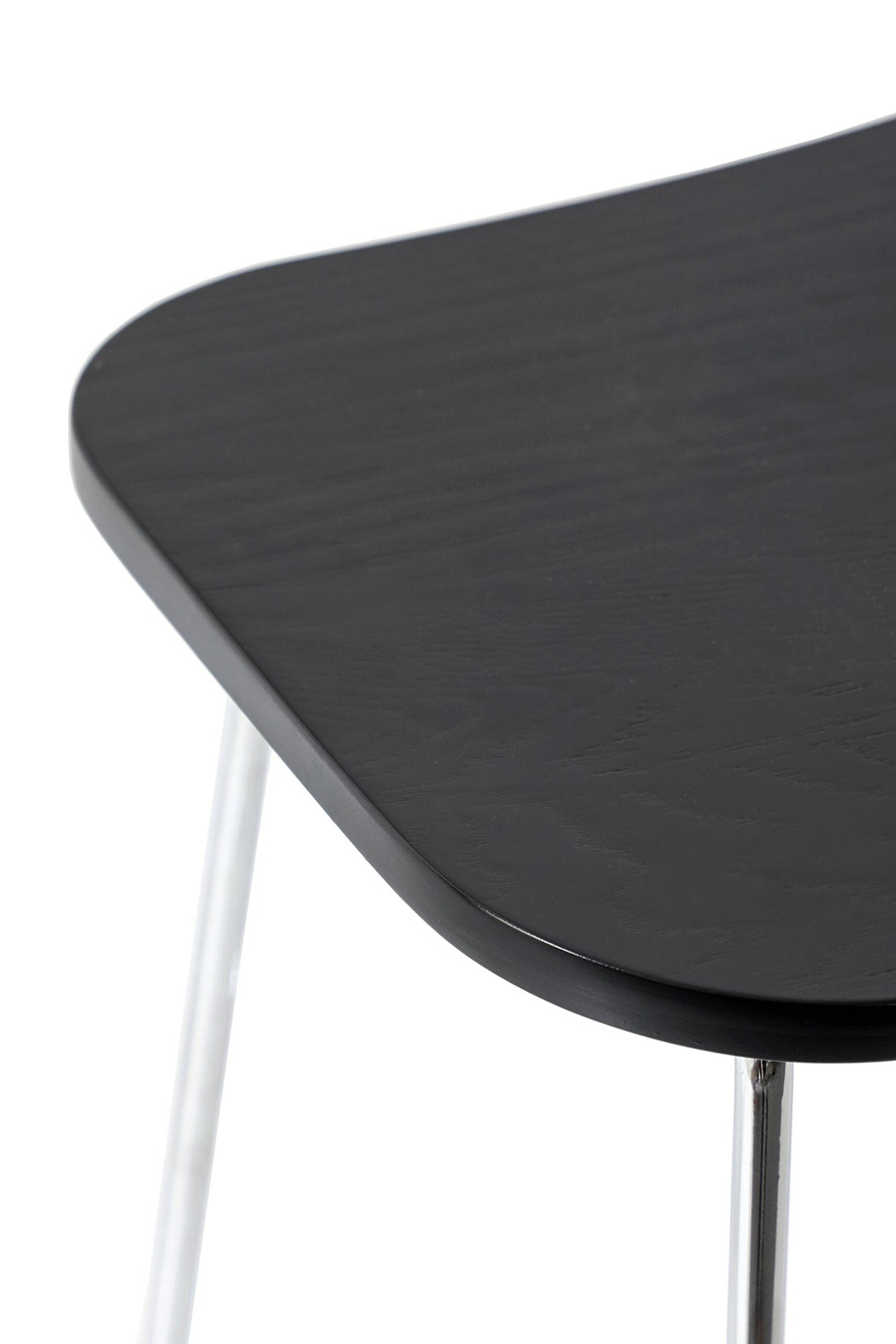 LeisureMod Melrose Modern Wood Counter Stool with Chrome Frame - Black