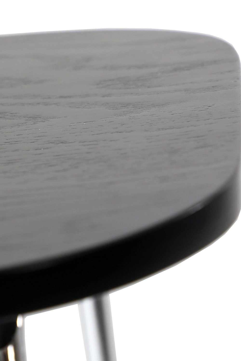LeisureMod Melrose Modern Wood Counter Stool with Chrome Frame - Black