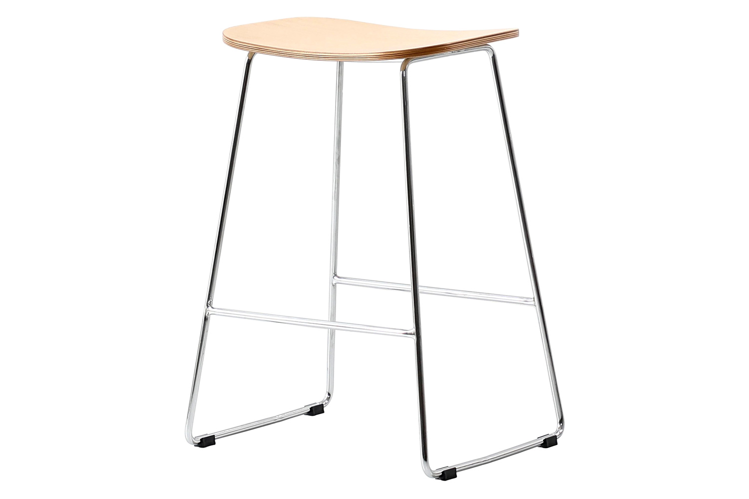 LeisureMod - Melrose Modern Wood Counter Stool with Chrome Frame