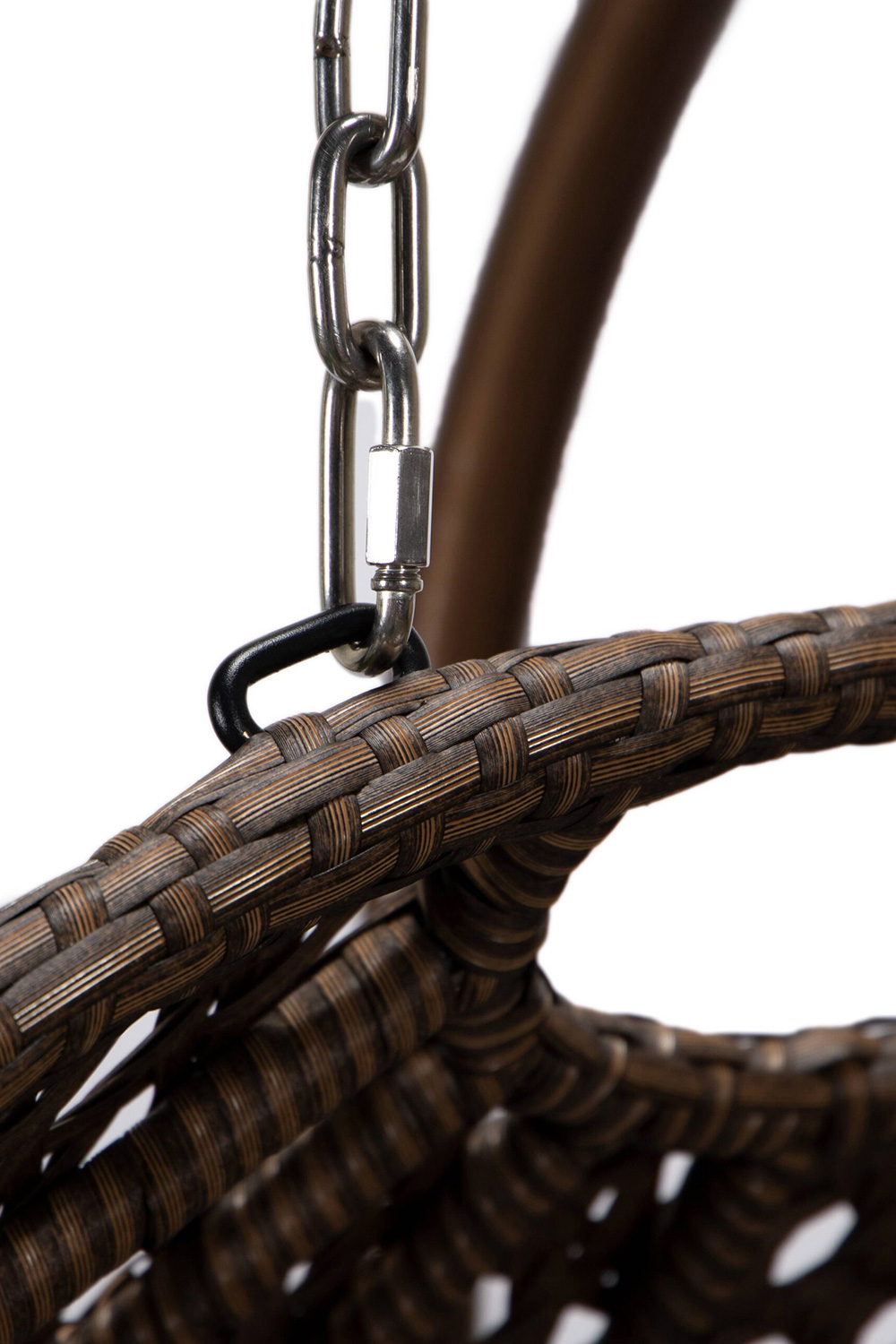 LeisureMod Mendoza Dark Brown Wicker Hanging 2 Person Egg Swing Chair - Dark Gray