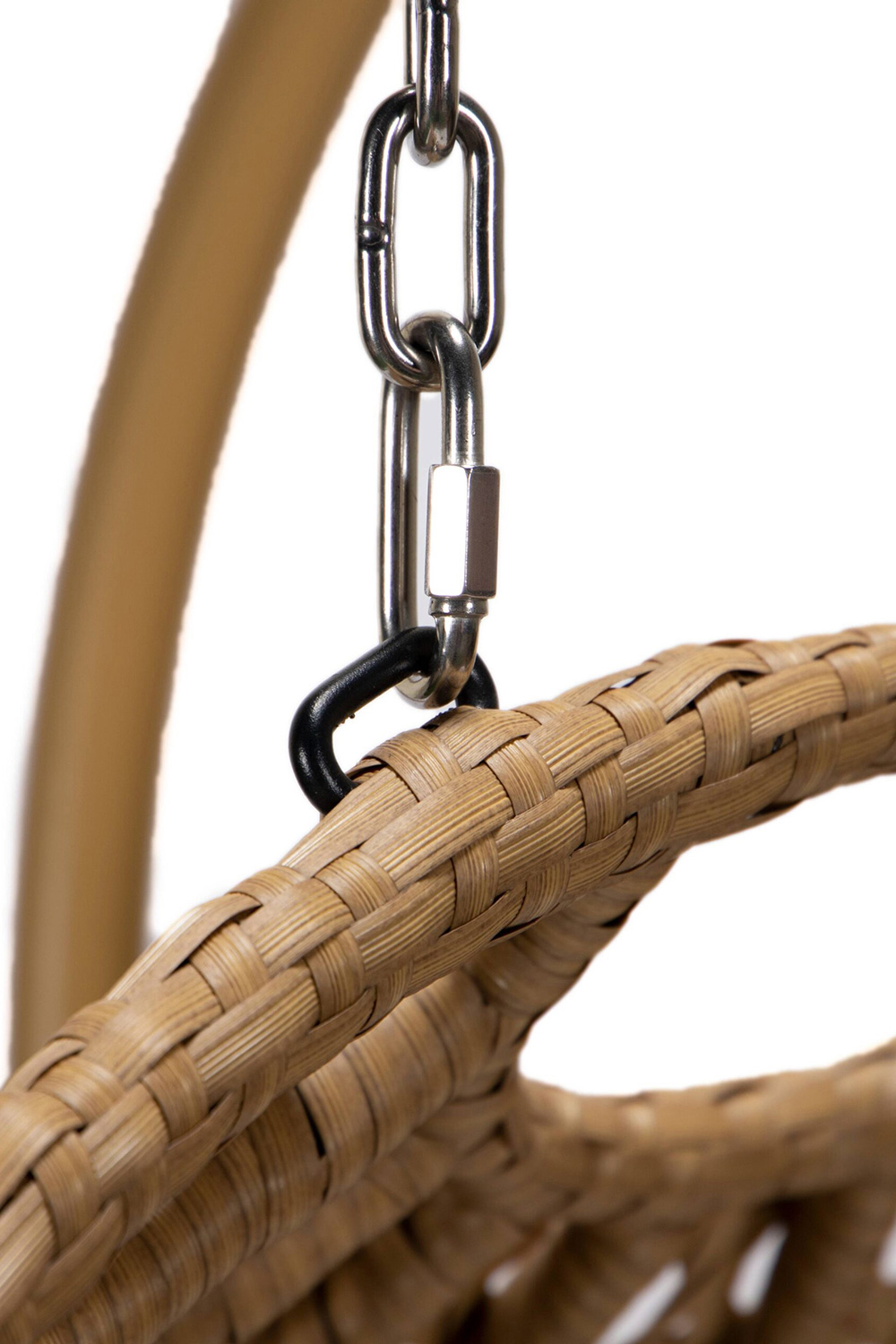 LeisureMod Mendoza Light Brown Wicker Hanging 2 Person Egg Swing Chair - Light Green