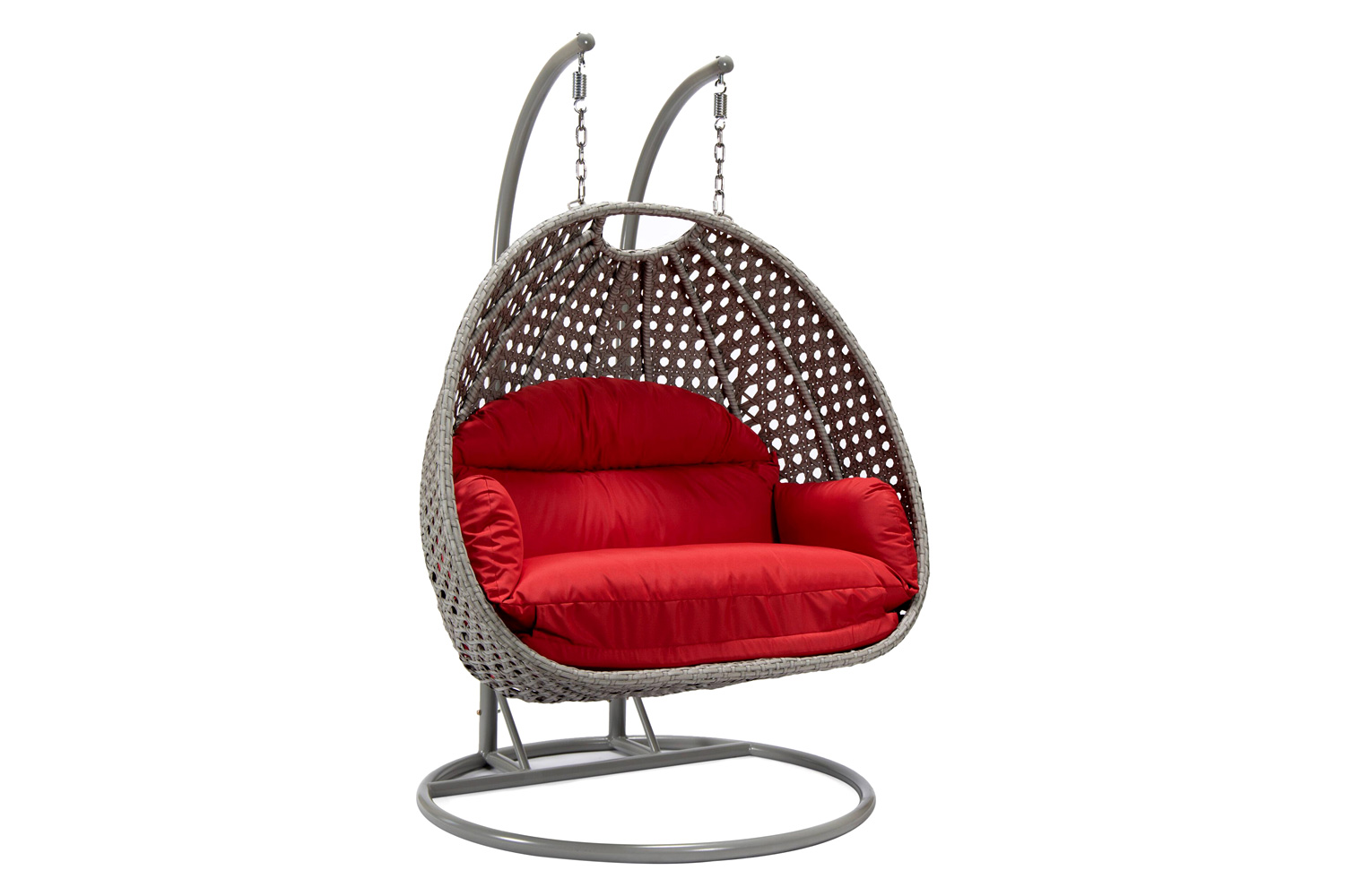 LeisureMod - Mendoza Light Brown Wicker Hanging 2 Person Egg Swing Chair