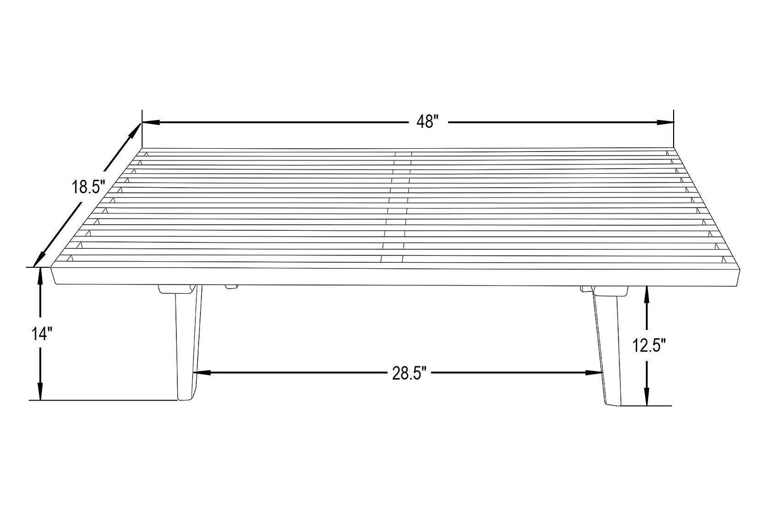 LeisureMod Mid-Century Inwood Platform Bench 4 Feet - Black