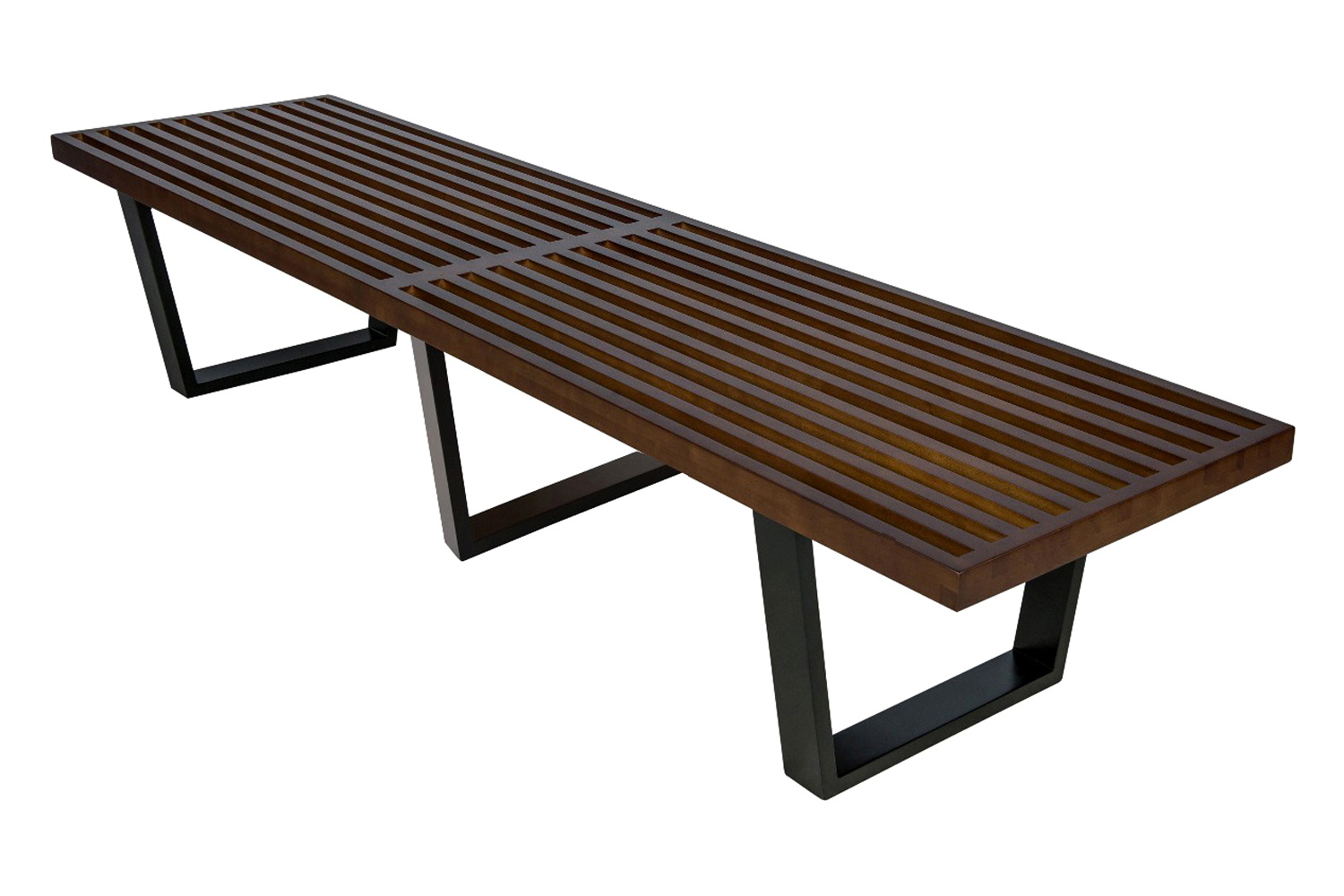 LeisureMod Mid-Century Inwood Platform Bench 6 Feet - Dark Walnut