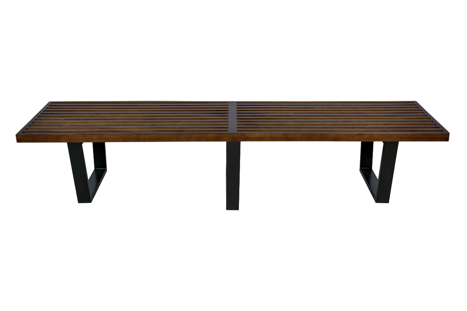LeisureMod Mid-Century Inwood Platform Bench 6 Feet - Dark Walnut