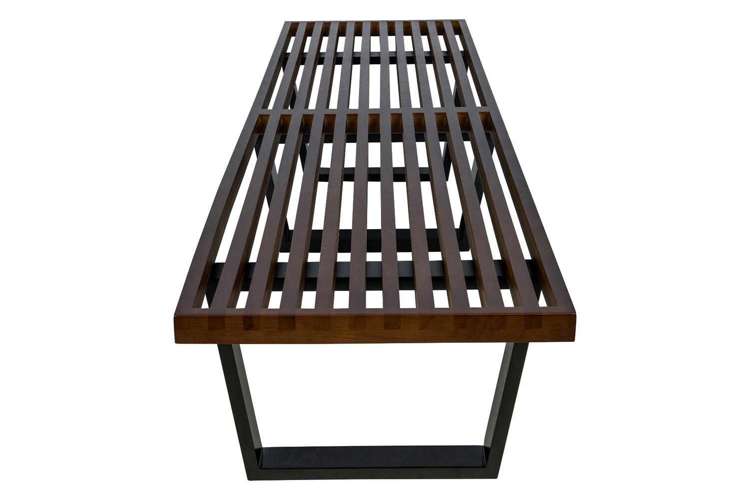 LeisureMod Mid-Century Inwood Platform Bench 6 Feet - Dark Walnut