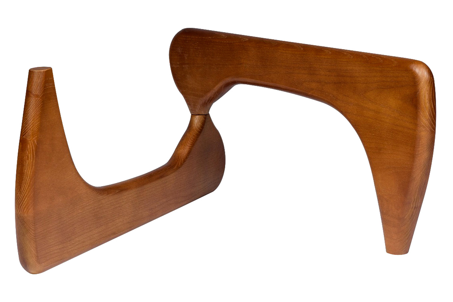 LeisureMod Imperial Modern Glass Top Triangle Coffee Table - Light Walnut