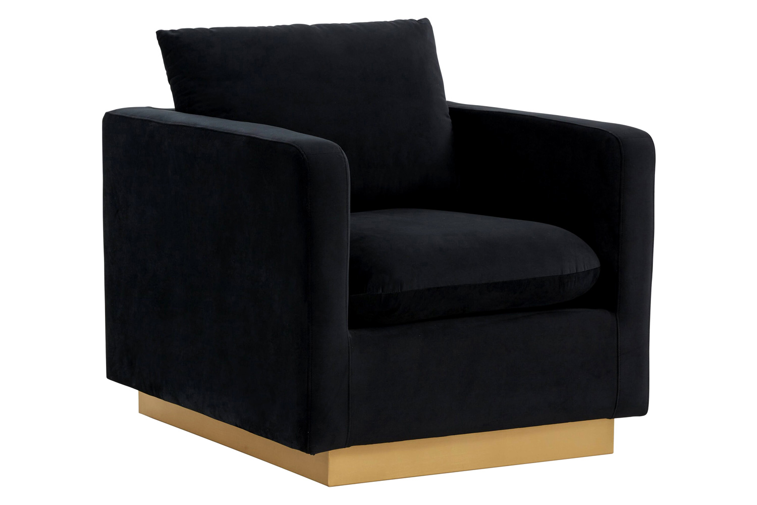 LeisureMod - Nervo Modern Mid-Century Upholstered Velvet Accent Chair with Gold Base