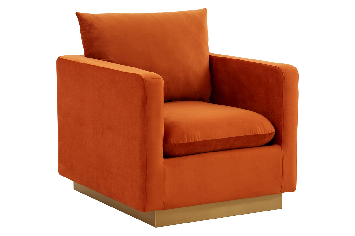 LeisureMod - Nervo Modern Mid-Century Upholstered Velvet Accent Chair with Gold Base