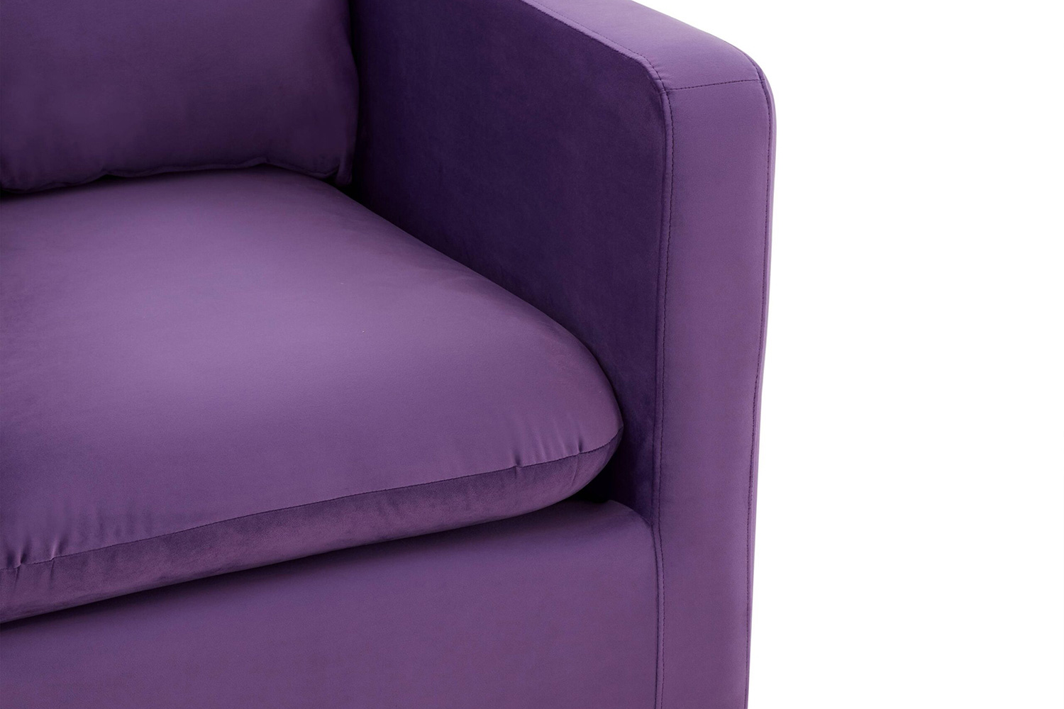 LeisureMod Nervo Modern Mid-Century Upholstered Velvet Accent Chair with Gold Base - Purple