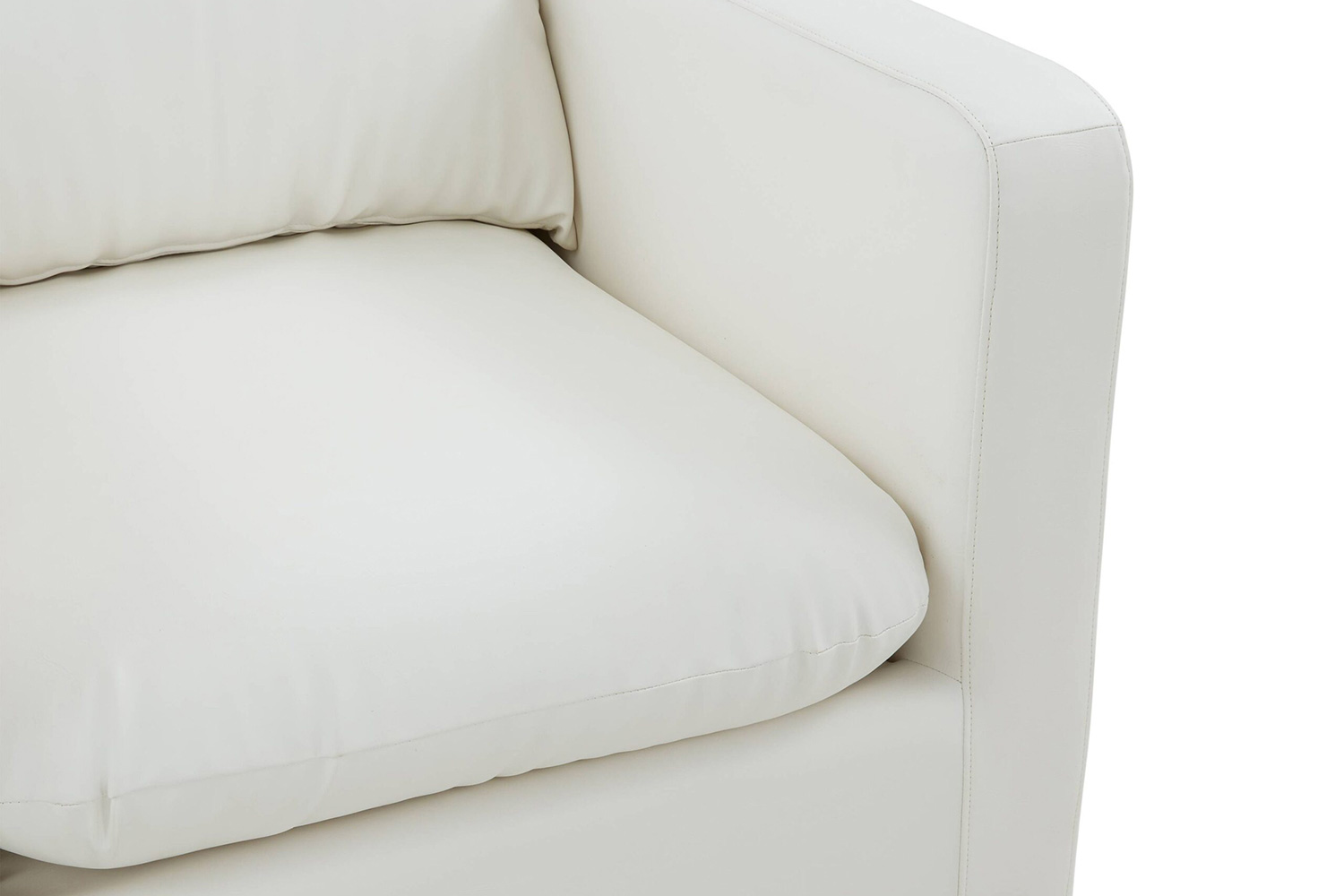 LeisureMod Nervo Modern Mid-Century Upholstered Leather Accent Armchair with Gold Base - White