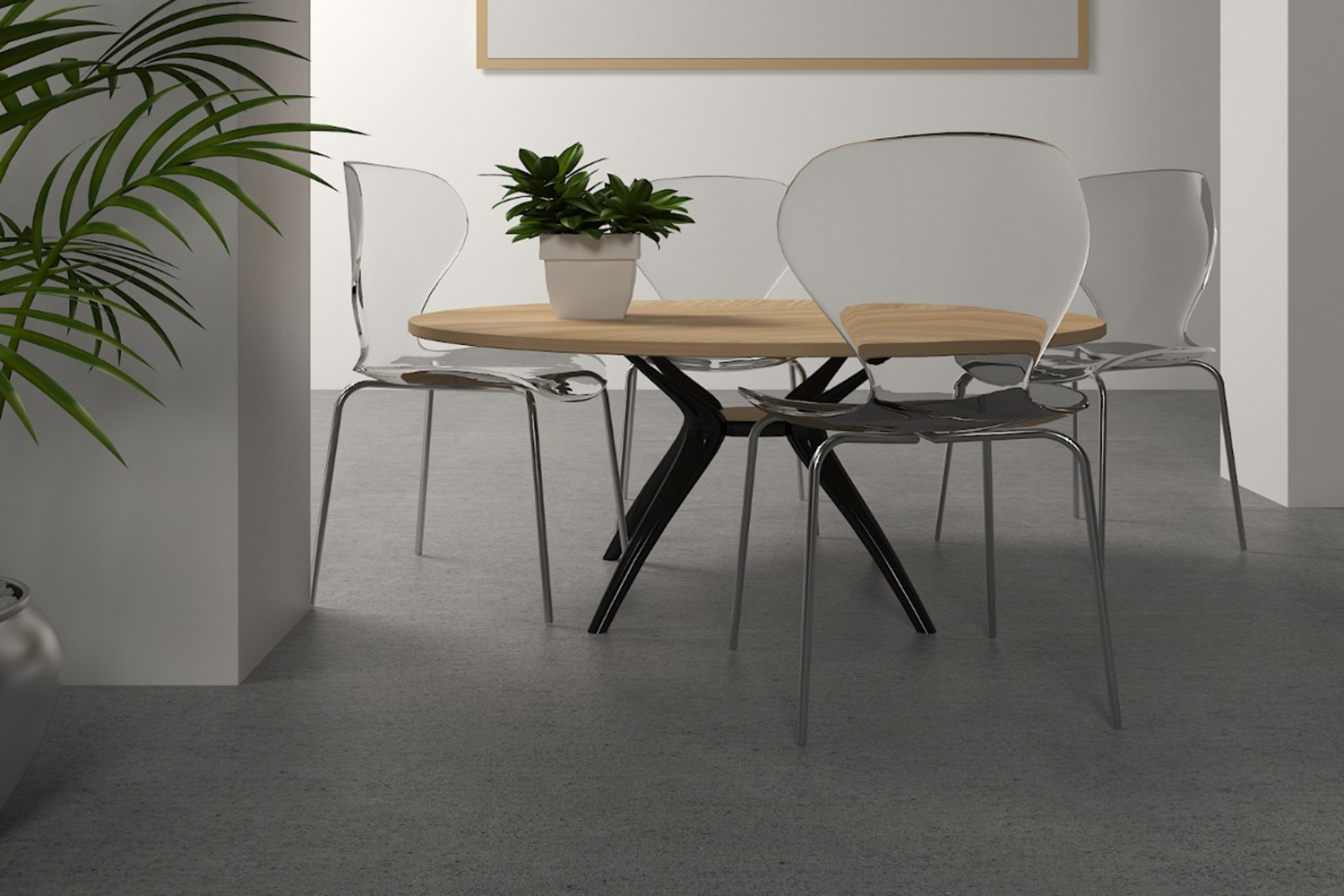 LeisureMod Oyster Modern Dining Side Chair - Clear