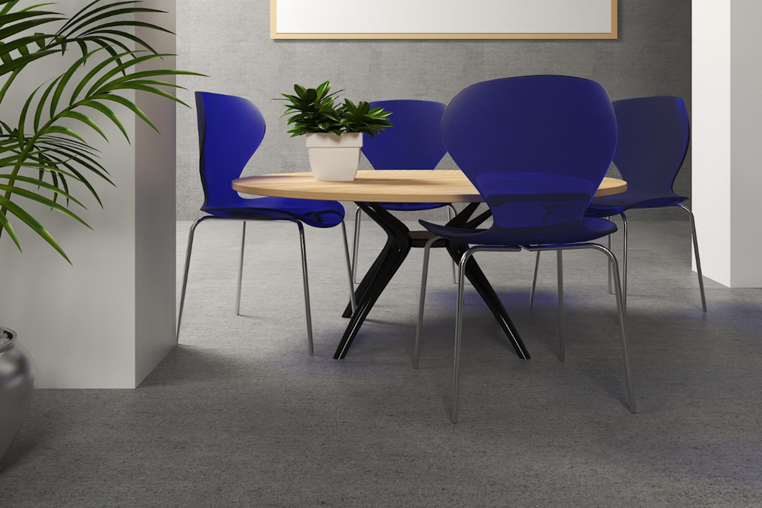 LeisureMod Oyster Modern Dining Side Chair - Blue