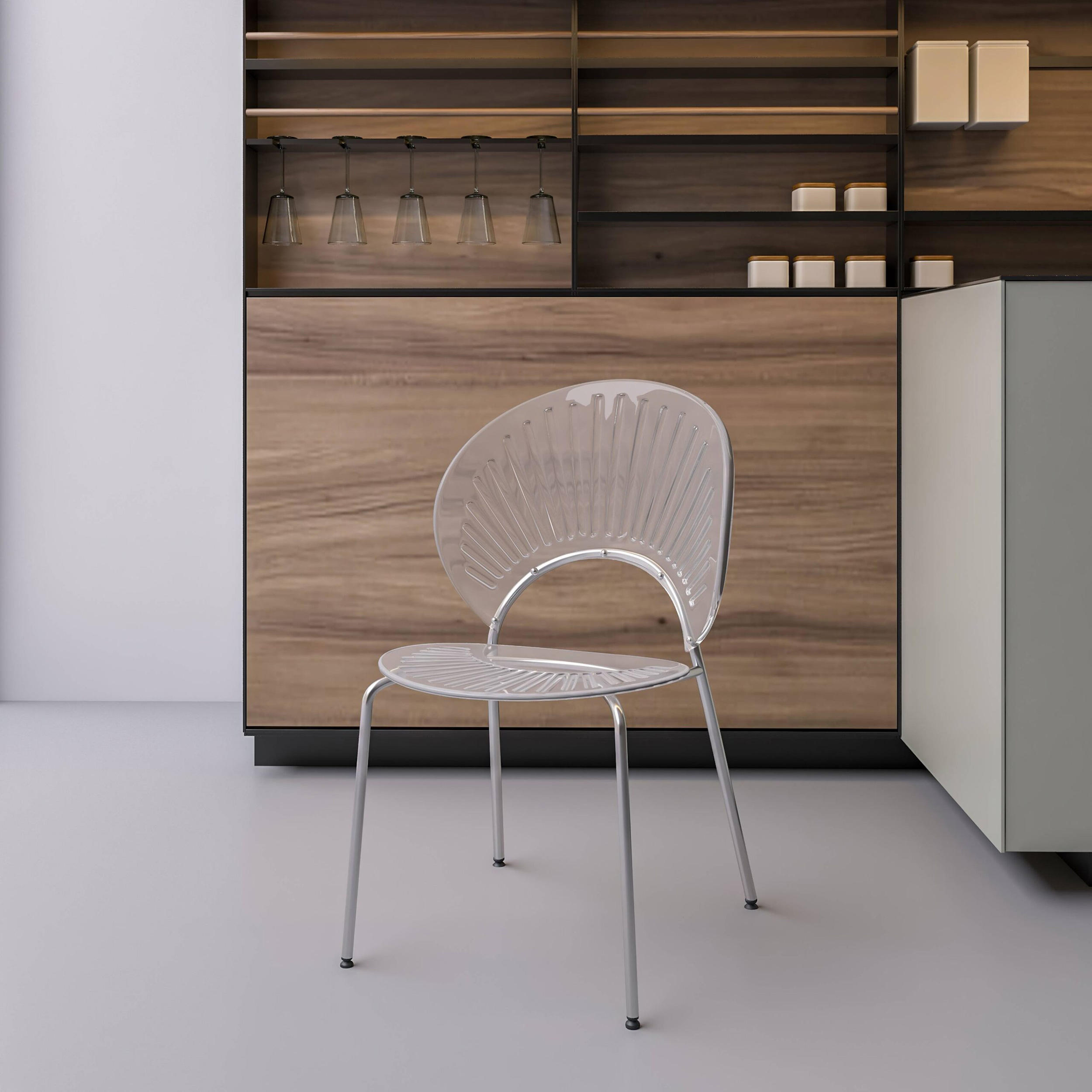LeisureMod - Opulent Modern Plastic Dining Chair in Chrome Metal Legs