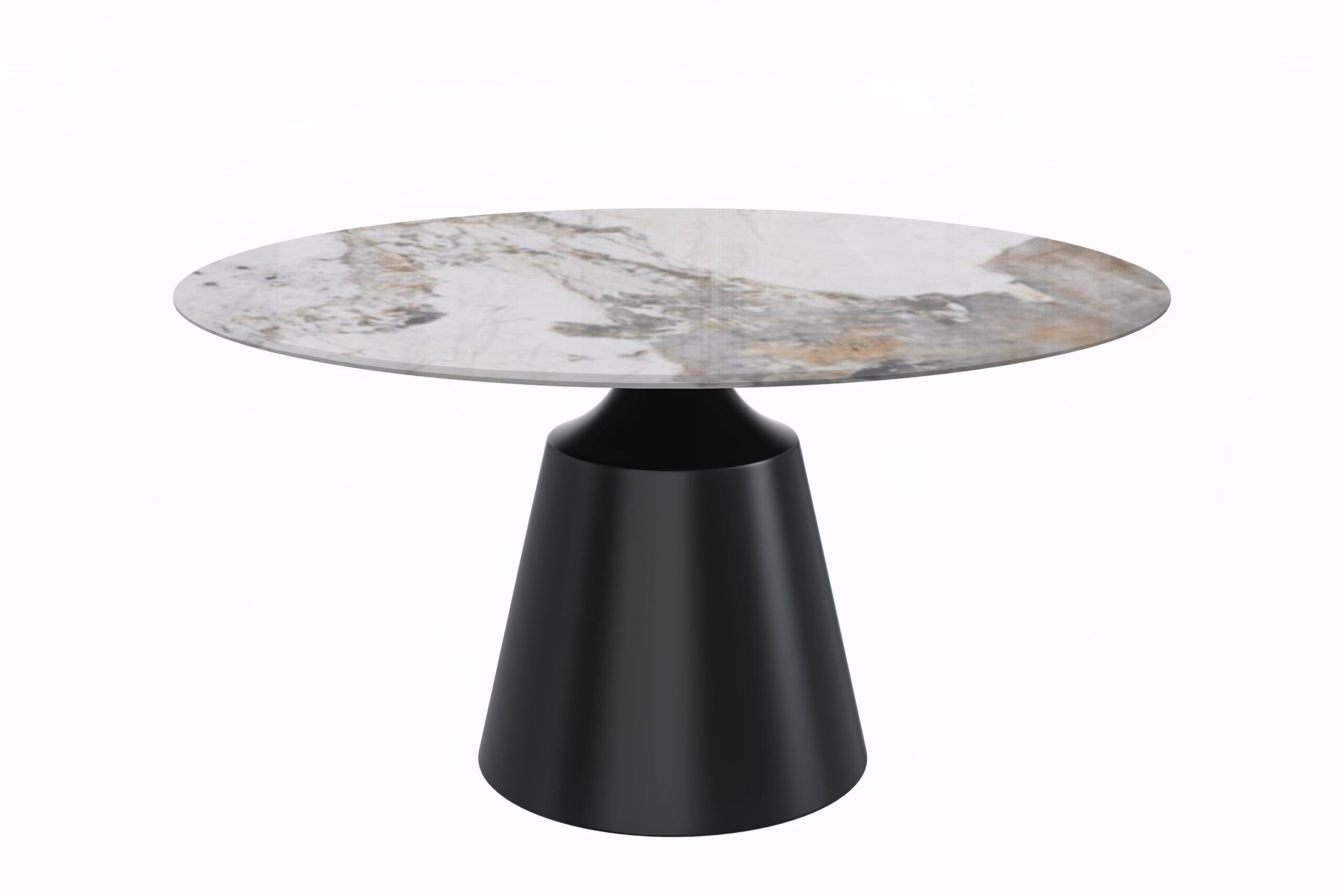 LeisureMod - Prynn Modern 60" Round Dining Table with Glass Top and Black Pedestal Base