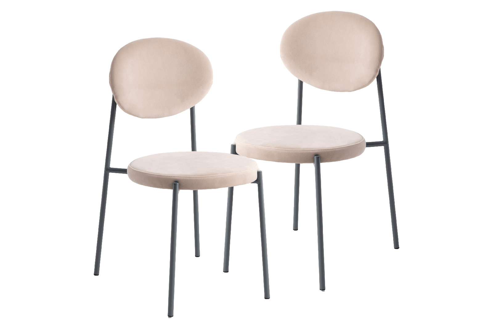 LeisureMod - Euston Modern Velvet Dining Chair With Gray Steel Frame (Set Of 2)