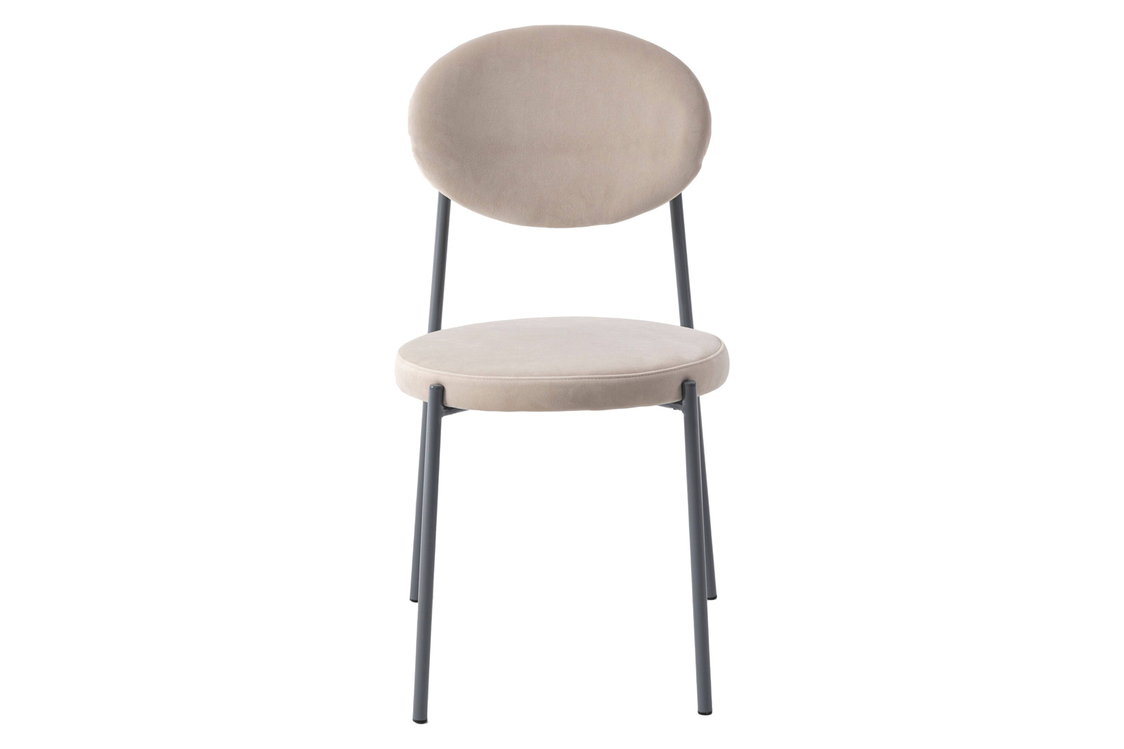 LeisureMod Euston Modern Velvet Dining Chair With Gray Steel Frame (Set Of 2) - Beige