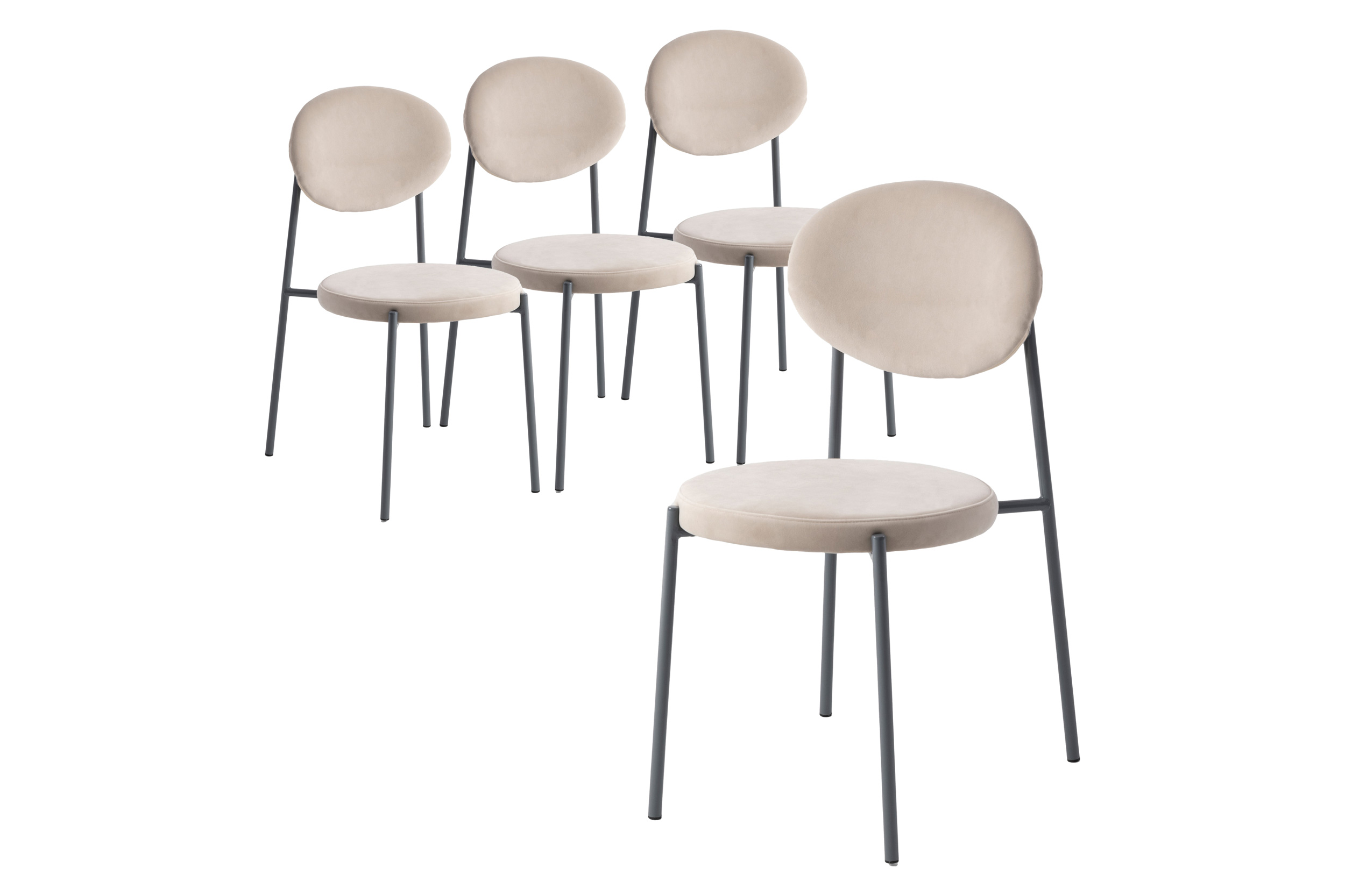 LeisureMod - Euston Modern Velvet Dining Chair With Gray Steel Frame (Set Of 4)