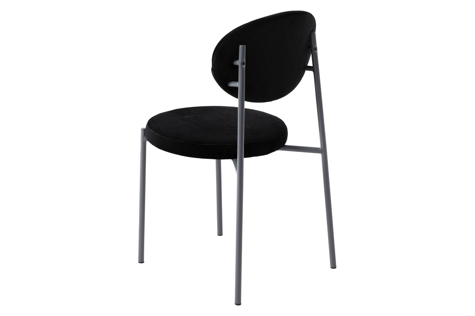 LeisureMod Euston Modern Velvet Dining Chair With Gray Steel Frame - Black