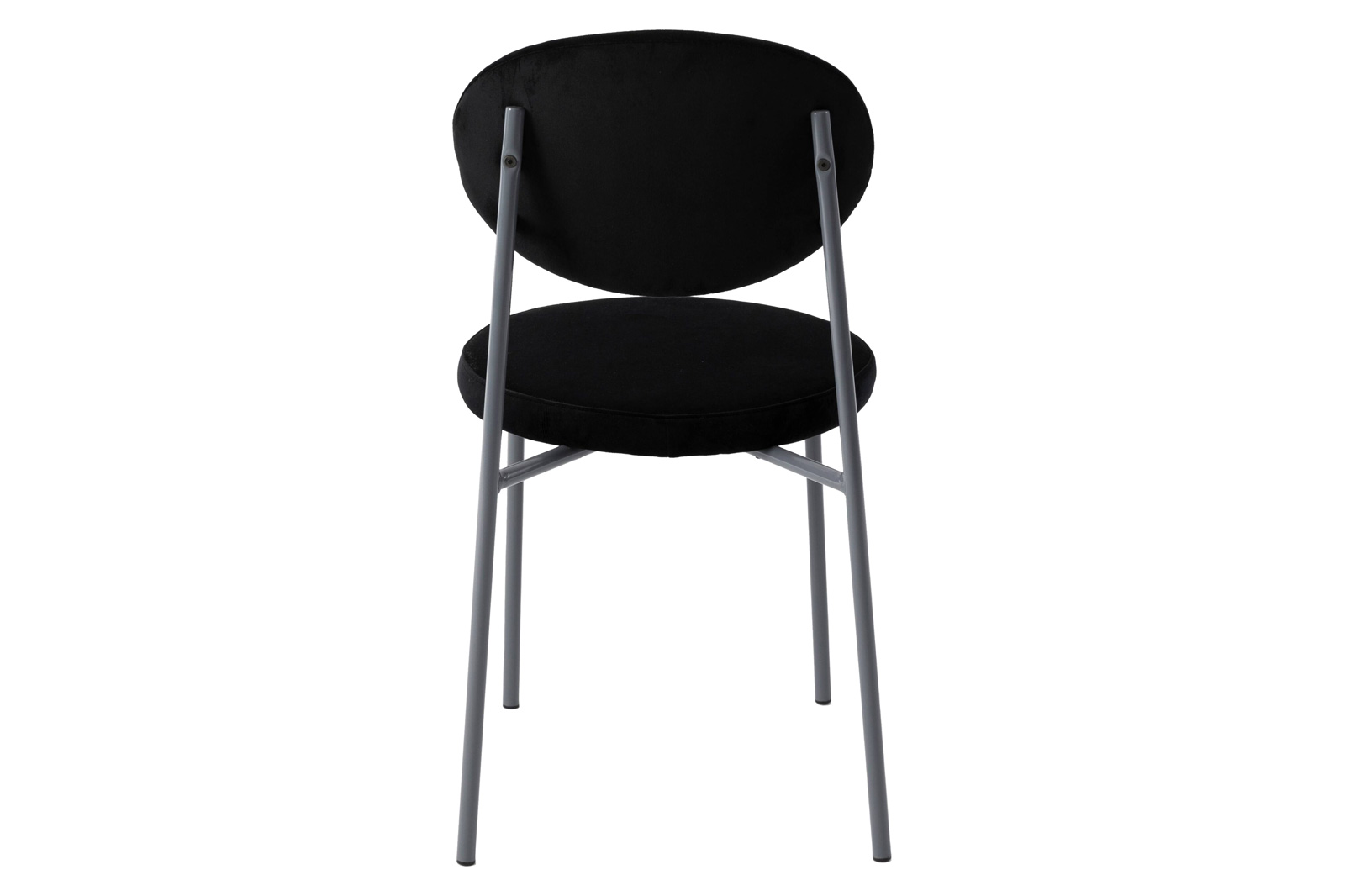 LeisureMod Euston Modern Velvet Dining Chair With Gray Steel Frame - Black