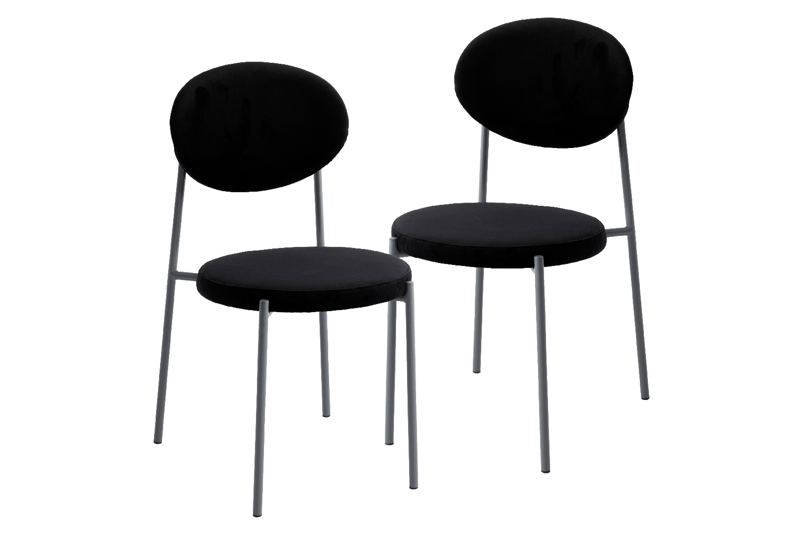 LeisureMod - Euston Modern Velvet Dining Chair With Gray Steel Frame (Set Of 2)