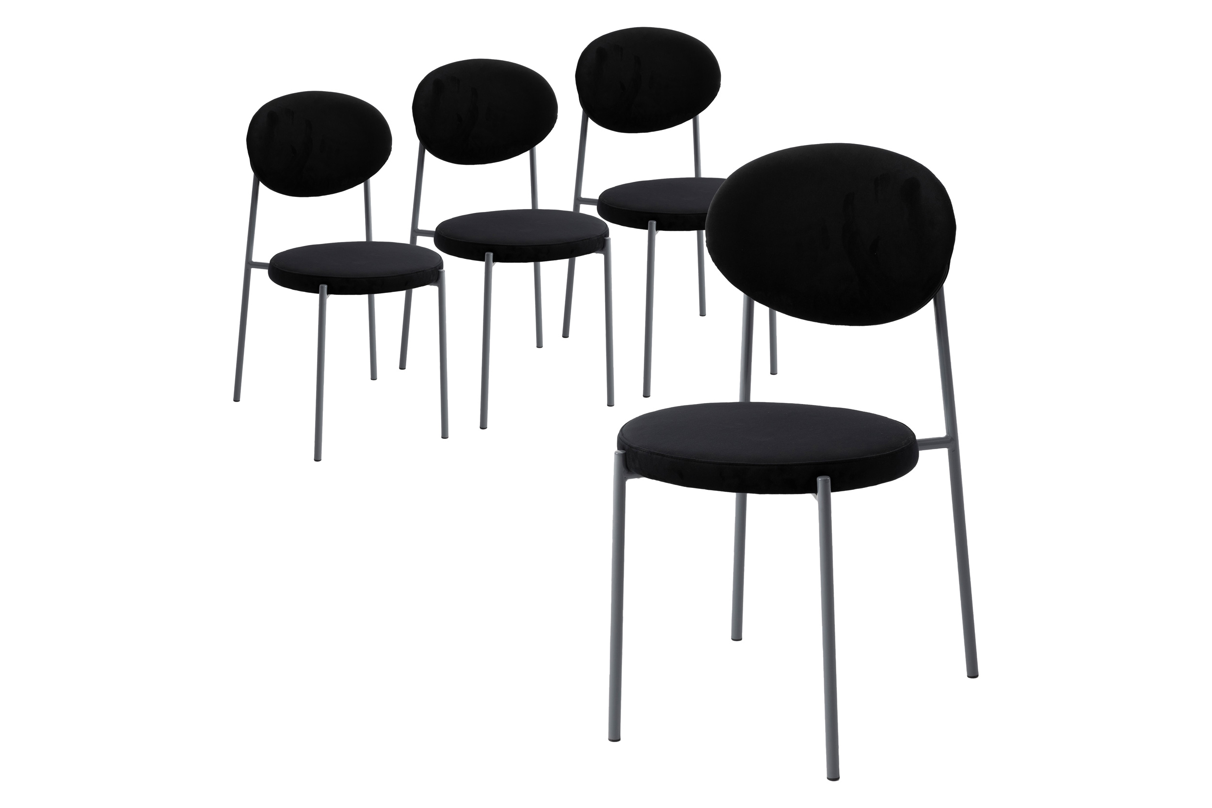 LeisureMod - Euston Modern Velvet Dining Chair With Gray Steel Frame (Set Of 4)