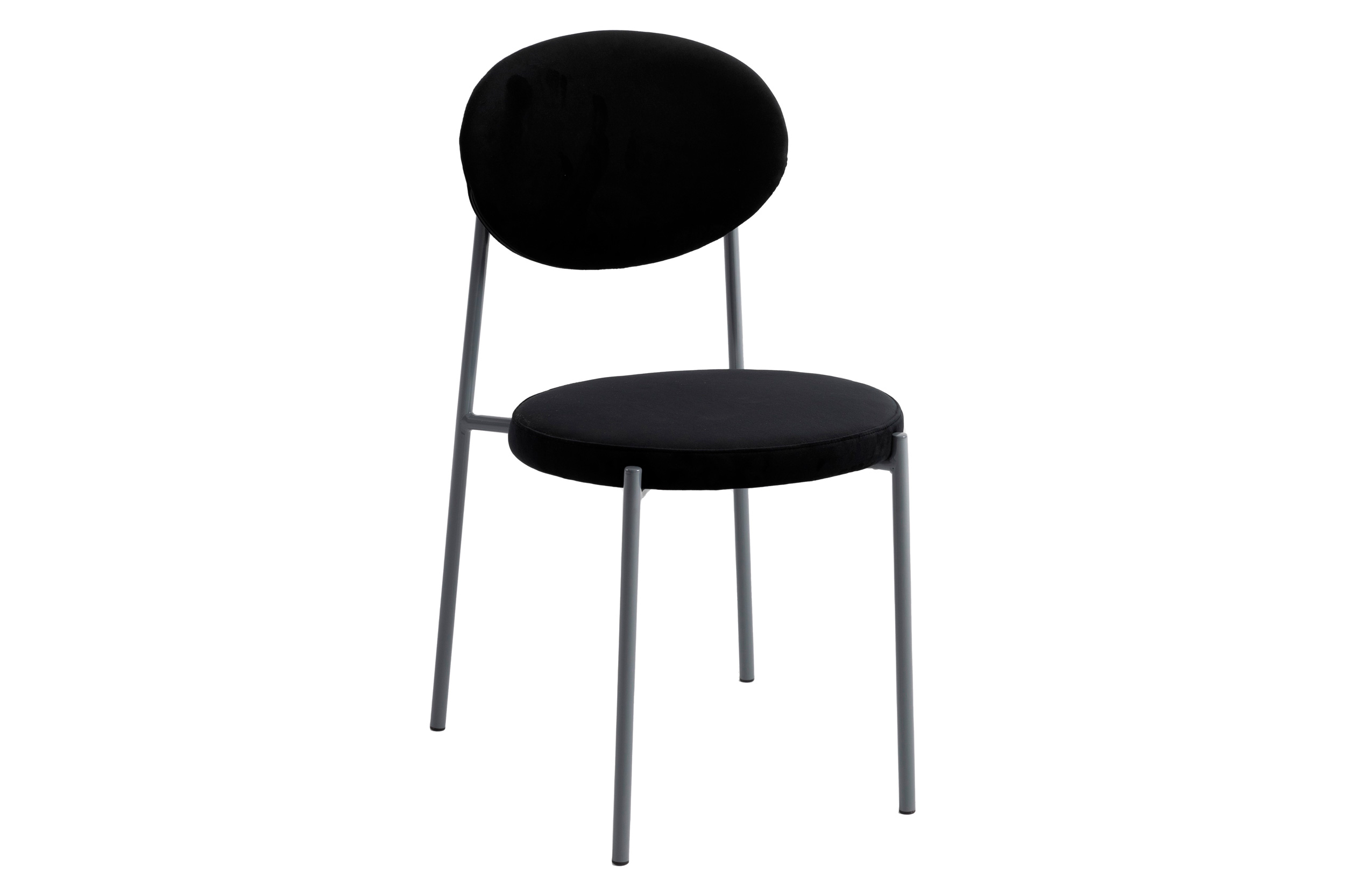 LeisureMod Euston Modern Velvet Dining Chair With Gray Steel Frame (Set Of 4) - Black