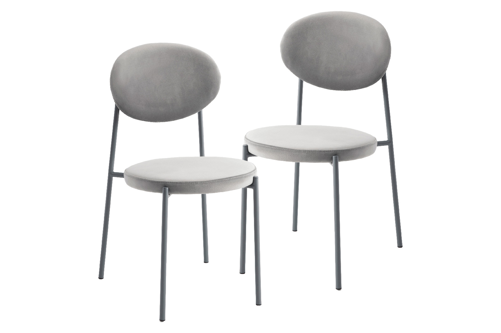 LeisureMod - Euston Modern Velvet Dining Chair With Gray Steel Frame (Set Of 2)
