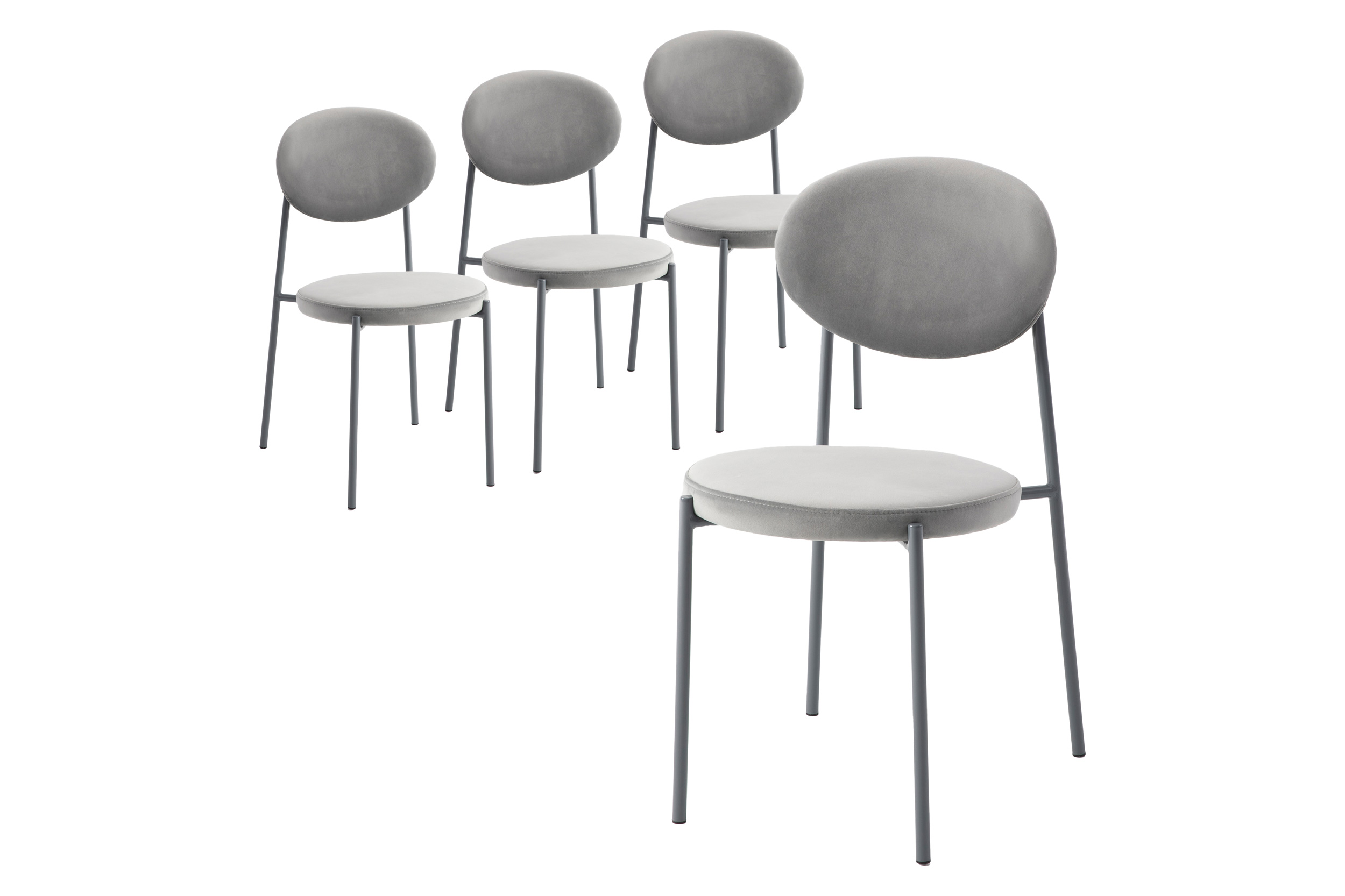 LeisureMod - Euston Modern Velvet Dining Chair With Gray Steel Frame (Set Of 4)