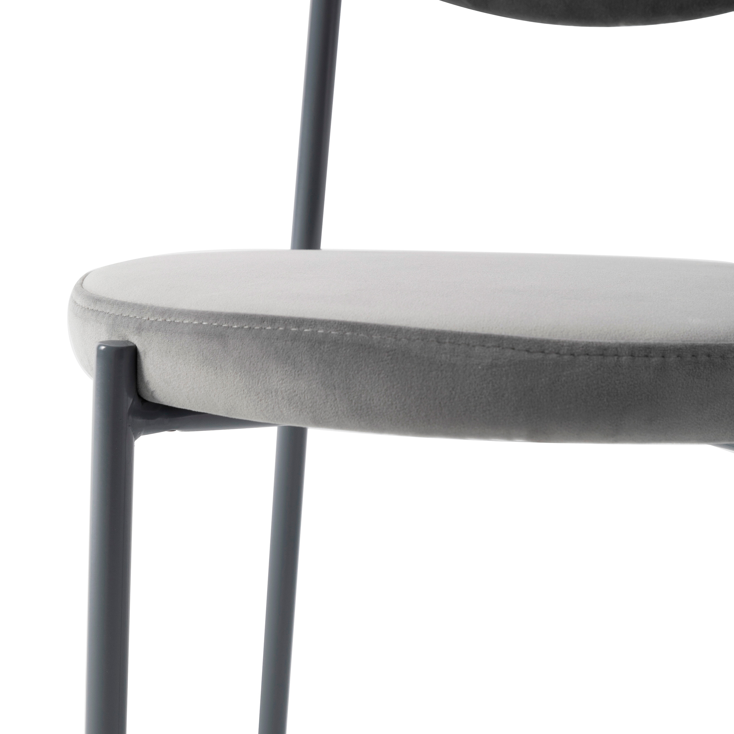 LeisureMod Euston Modern Velvet Dining Chair With Gray Steel Frame (Set Of 4) - Gray