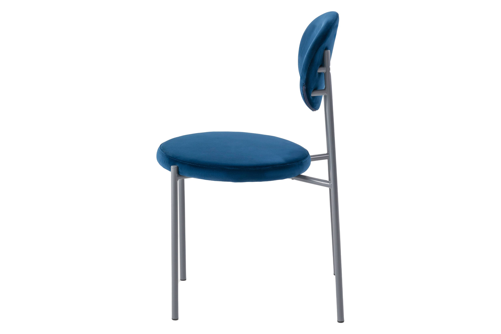 LeisureMod Euston Modern Velvet Dining Chair With Gray Steel Frame (Set Of 2) - Navy Blue