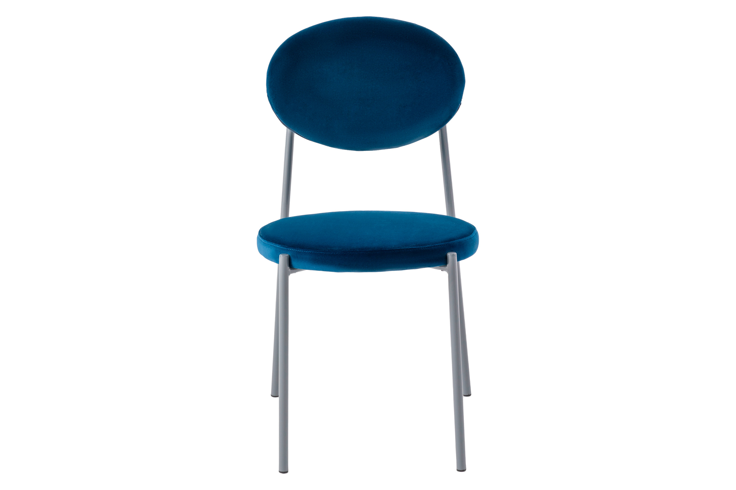 LeisureMod Euston Modern Velvet Dining Chair With Gray Steel Frame (Set Of 4) - Navy Blue