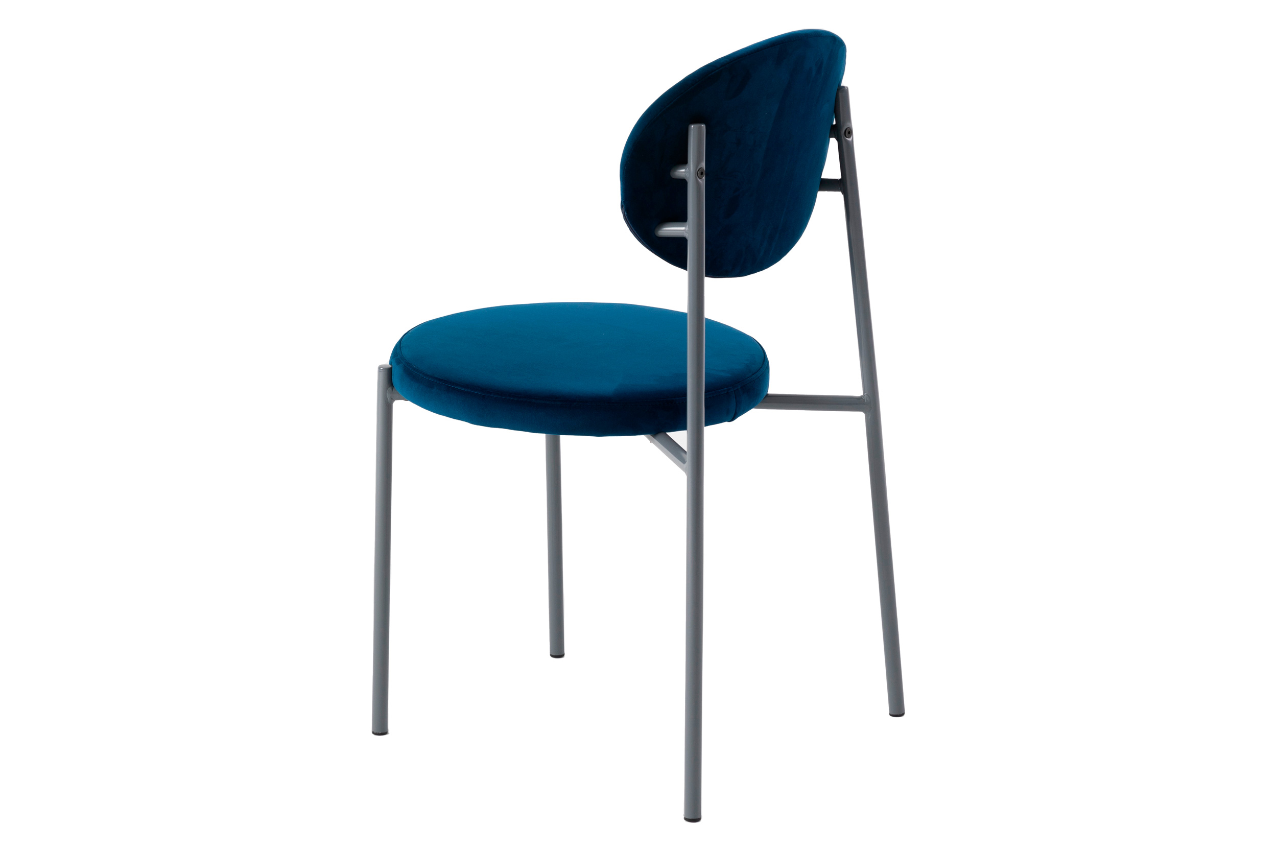 LeisureMod Euston Modern Velvet Dining Chair With Gray Steel Frame (Set Of 4) - Navy Blue