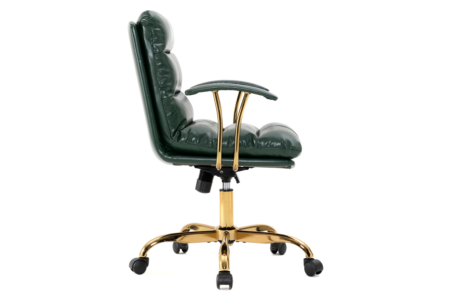 LeisureMod Regina Modern Leather Adjustable Conference Office Chair - Pine/Green