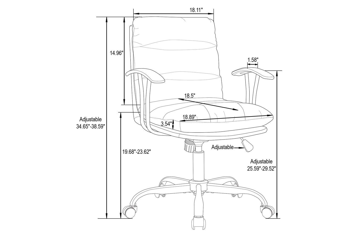 LeisureMod Regina Modern Leather Adjustable Conference Office Chair - Titanium/Gray
