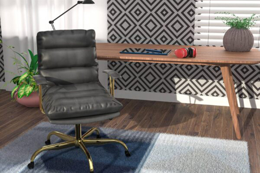 LeisureMod Regina Modern Leather Adjustable Conference Office Chair - Titanium/Gray