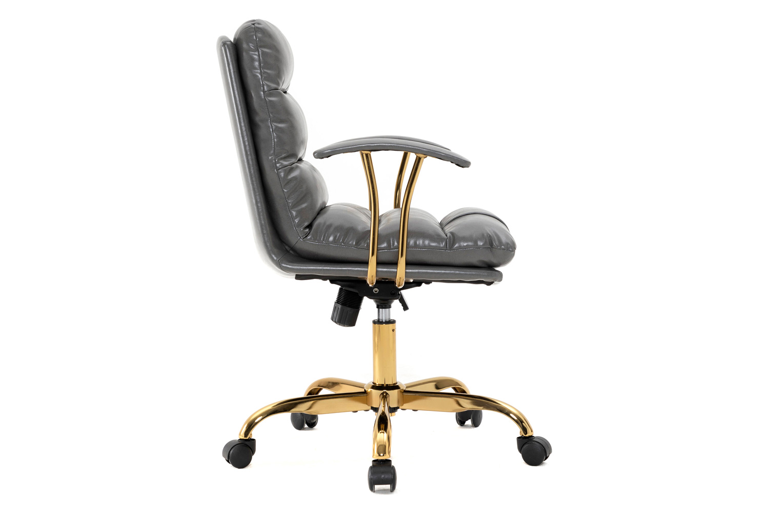 LeisureMod Regina Modern Leather Adjustable Conference Office Chair - Titanium/Gray