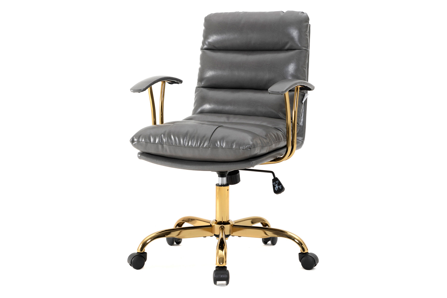 LeisureMod Regina Modern Leather Adjustable Conference Office Chair - Titanium/Gray