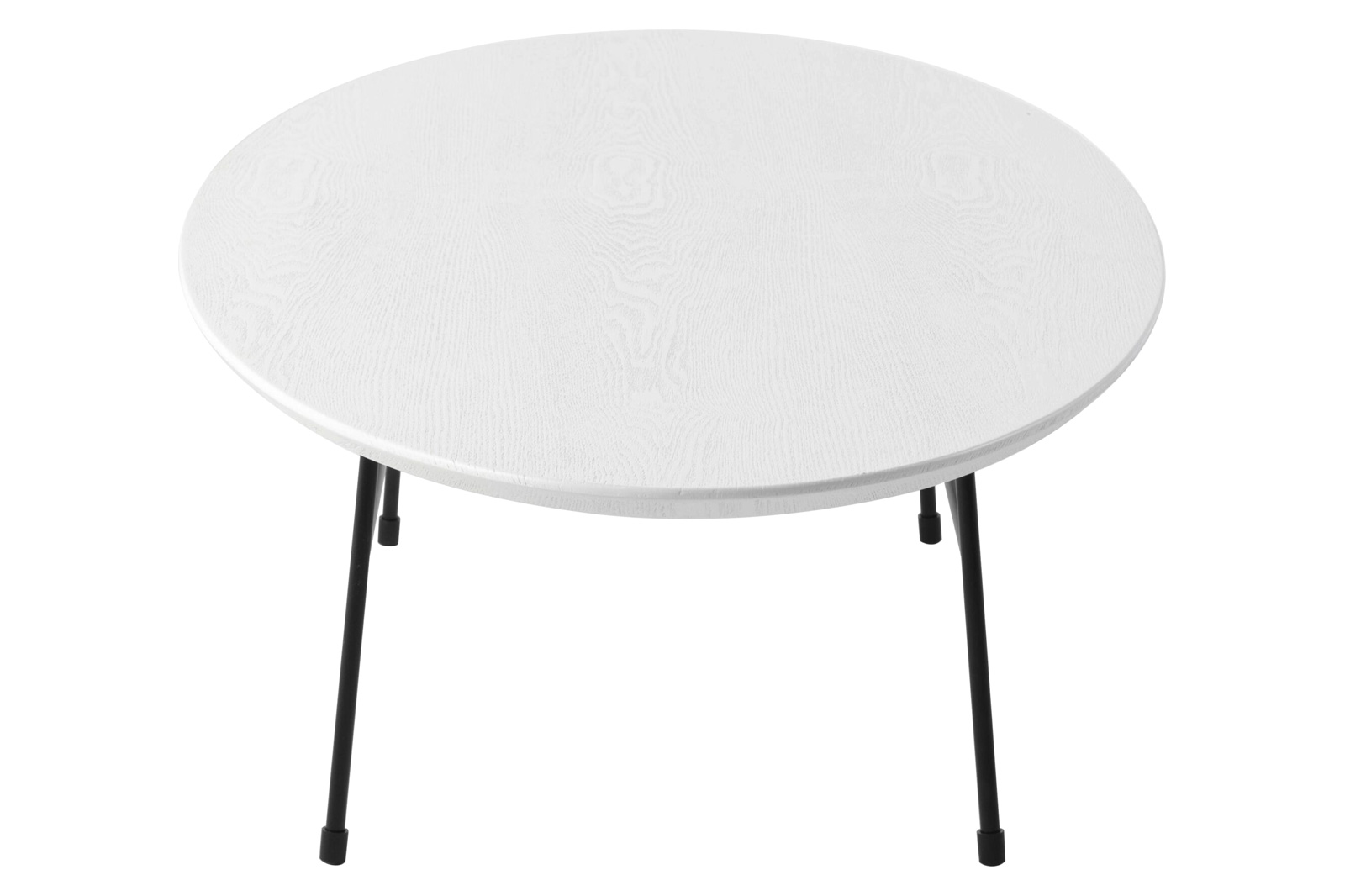 LeisureMod Rossmore Oval Coffee Table Black Powder Coated Steel Frame - White